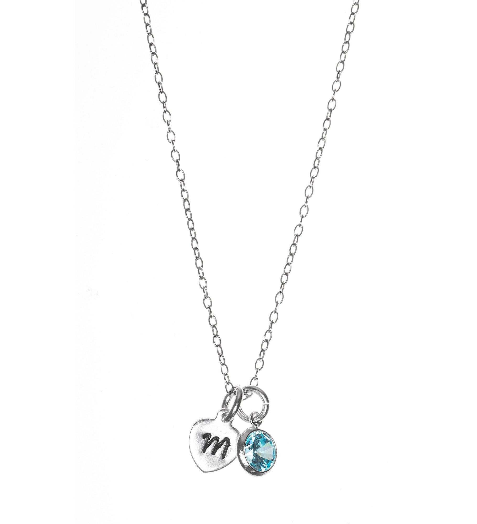 Hand Stamped Initial with Birthstone Custom Necklace