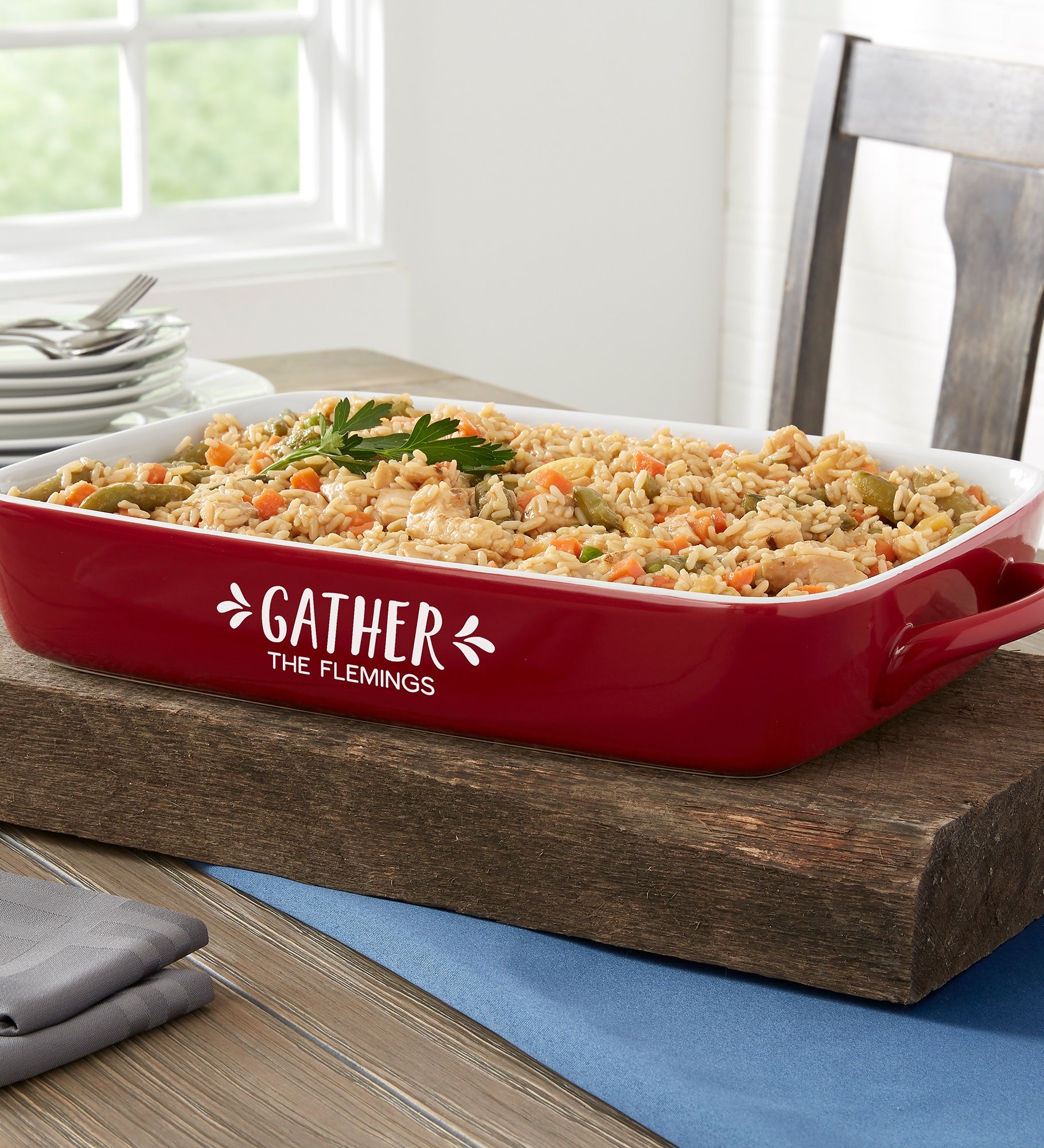 Gather & Gobble Personalized Ceramic Casserole Baking Dish