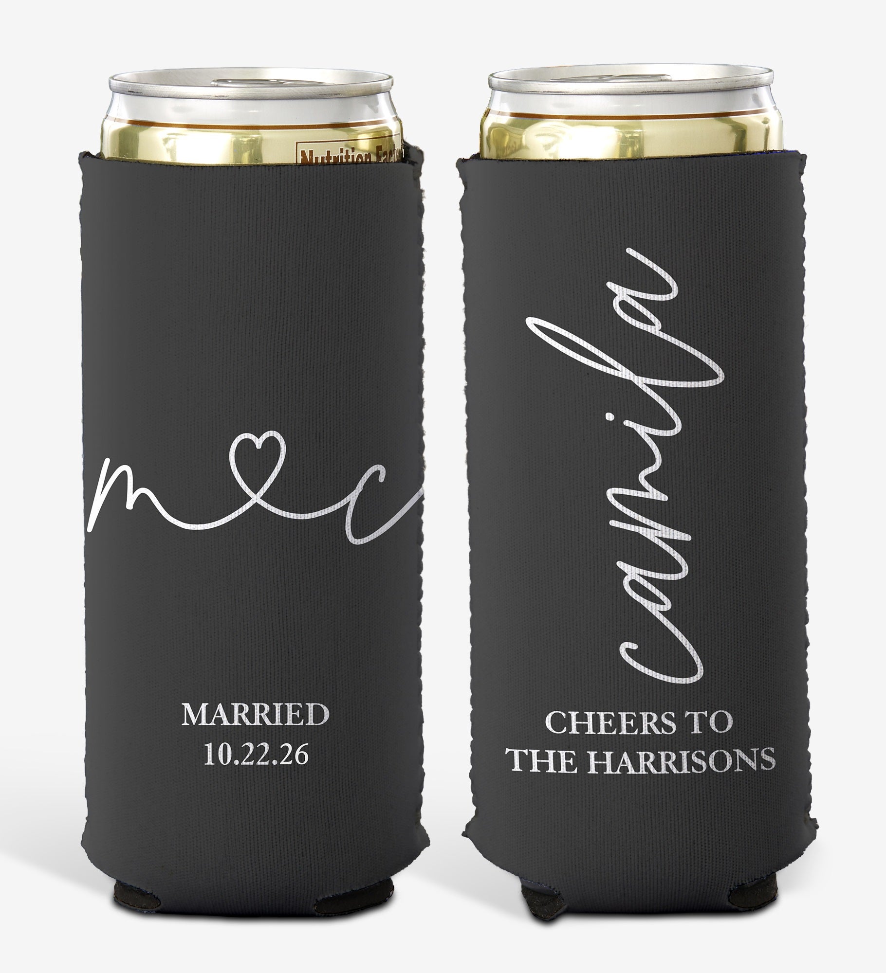 Drawn Together By Love Personalized Slim Can Cooler