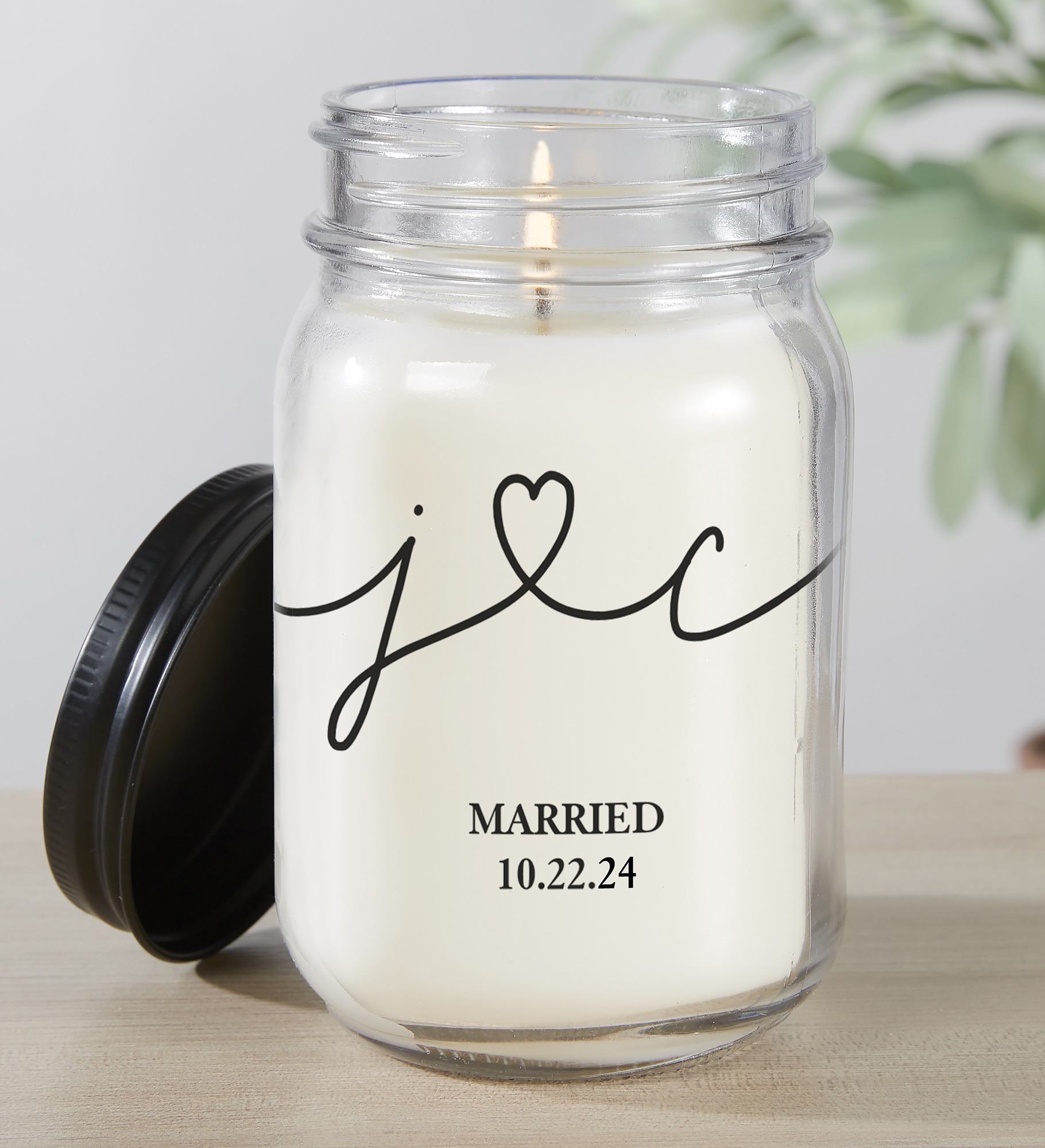 Drawn Together By Love Personalized Farmhouse Candle Jar