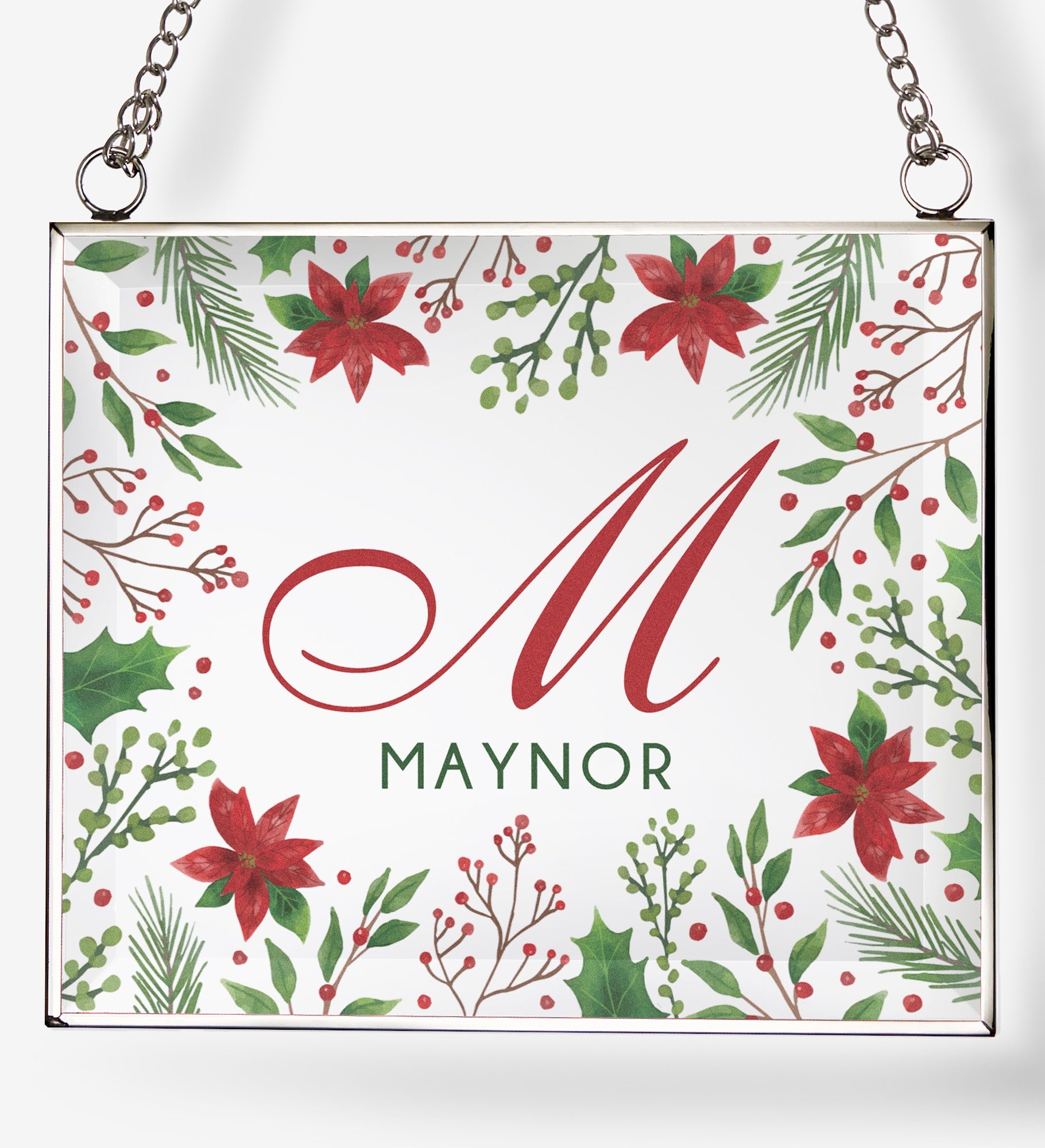 Christmas Poinsettia Personalized Glass Suncatcher