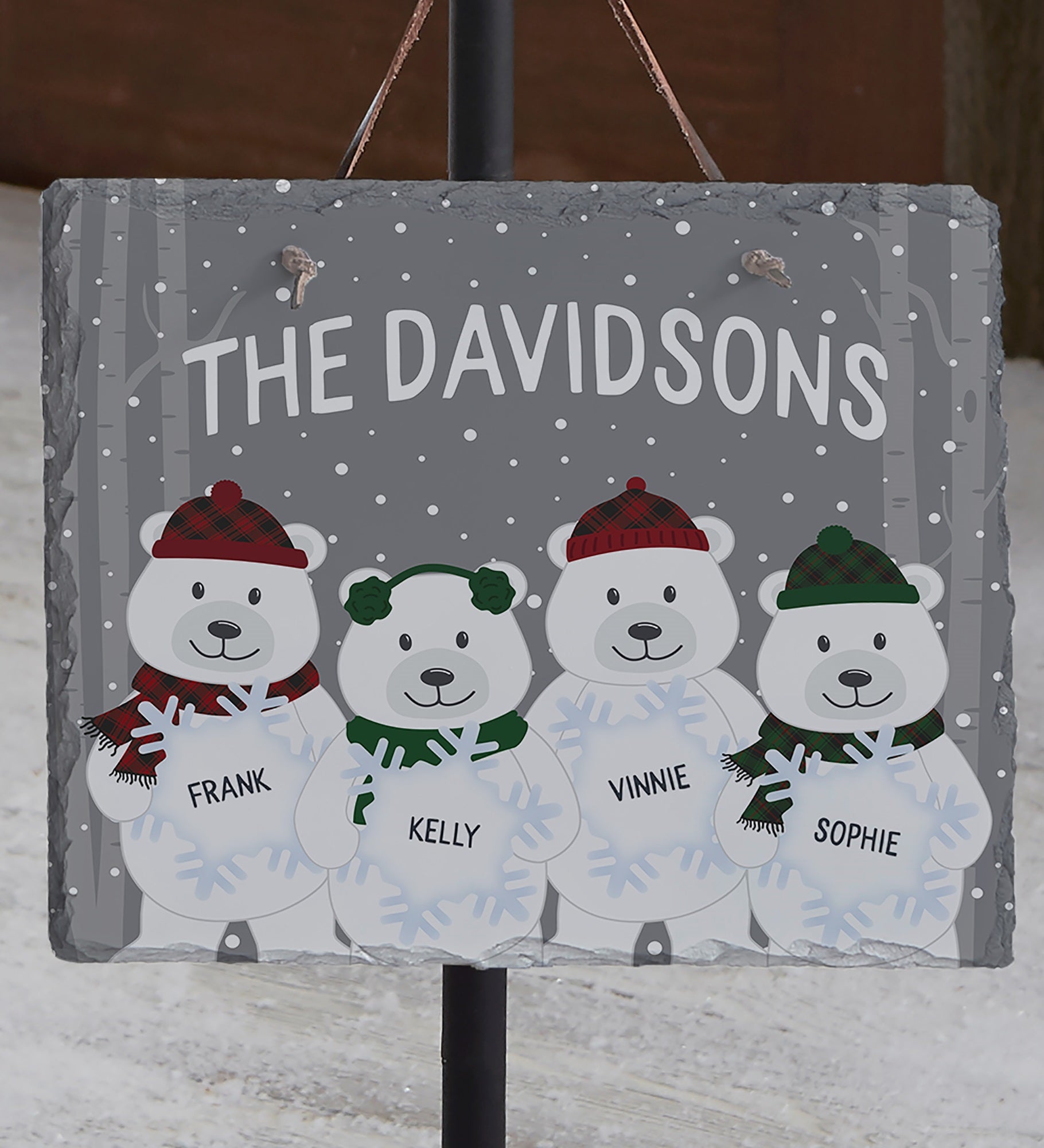 Polar Bear Family Personalized Slate Plaque