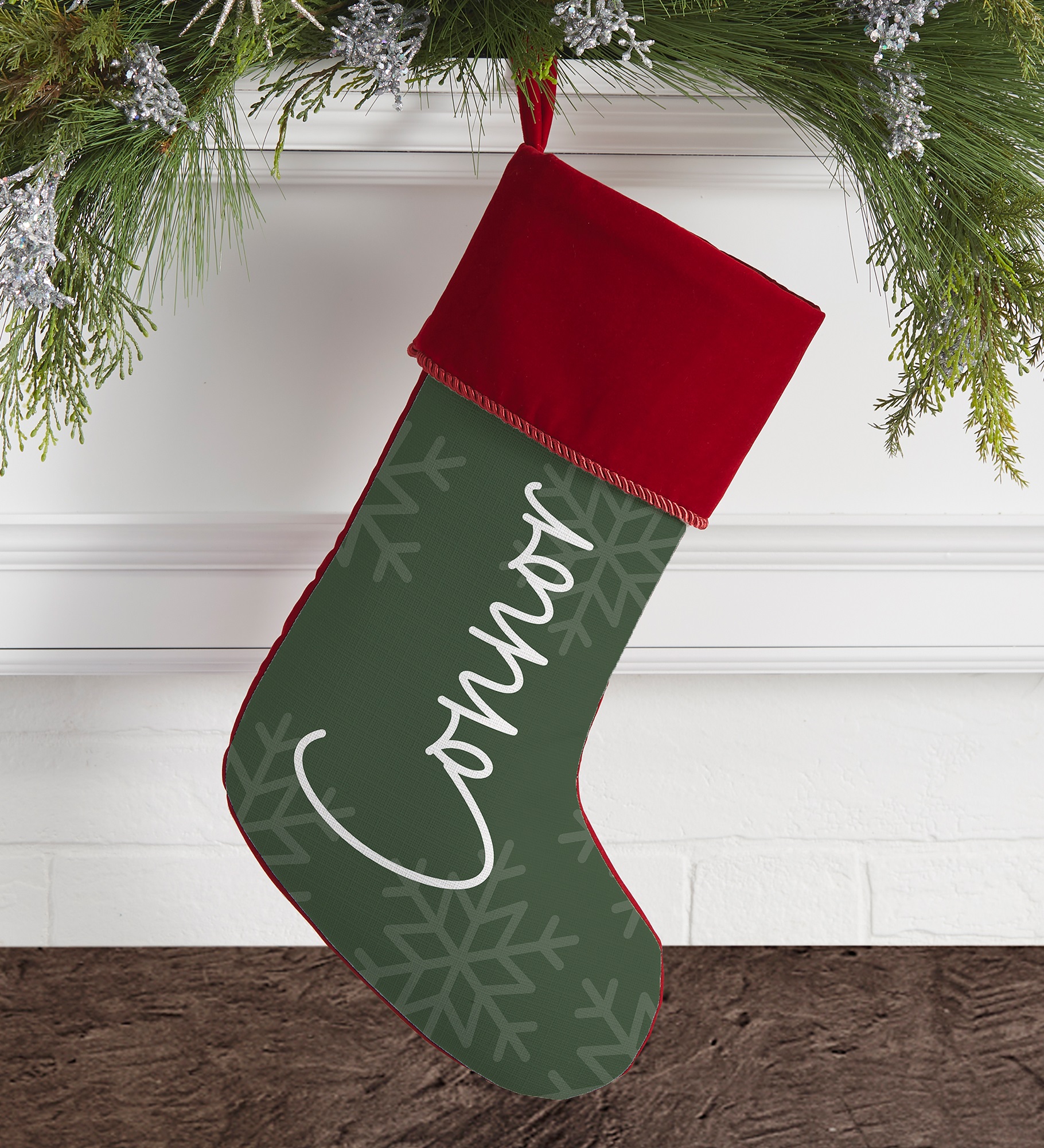 Elegant Snowflake Personalized Christmas Stocking