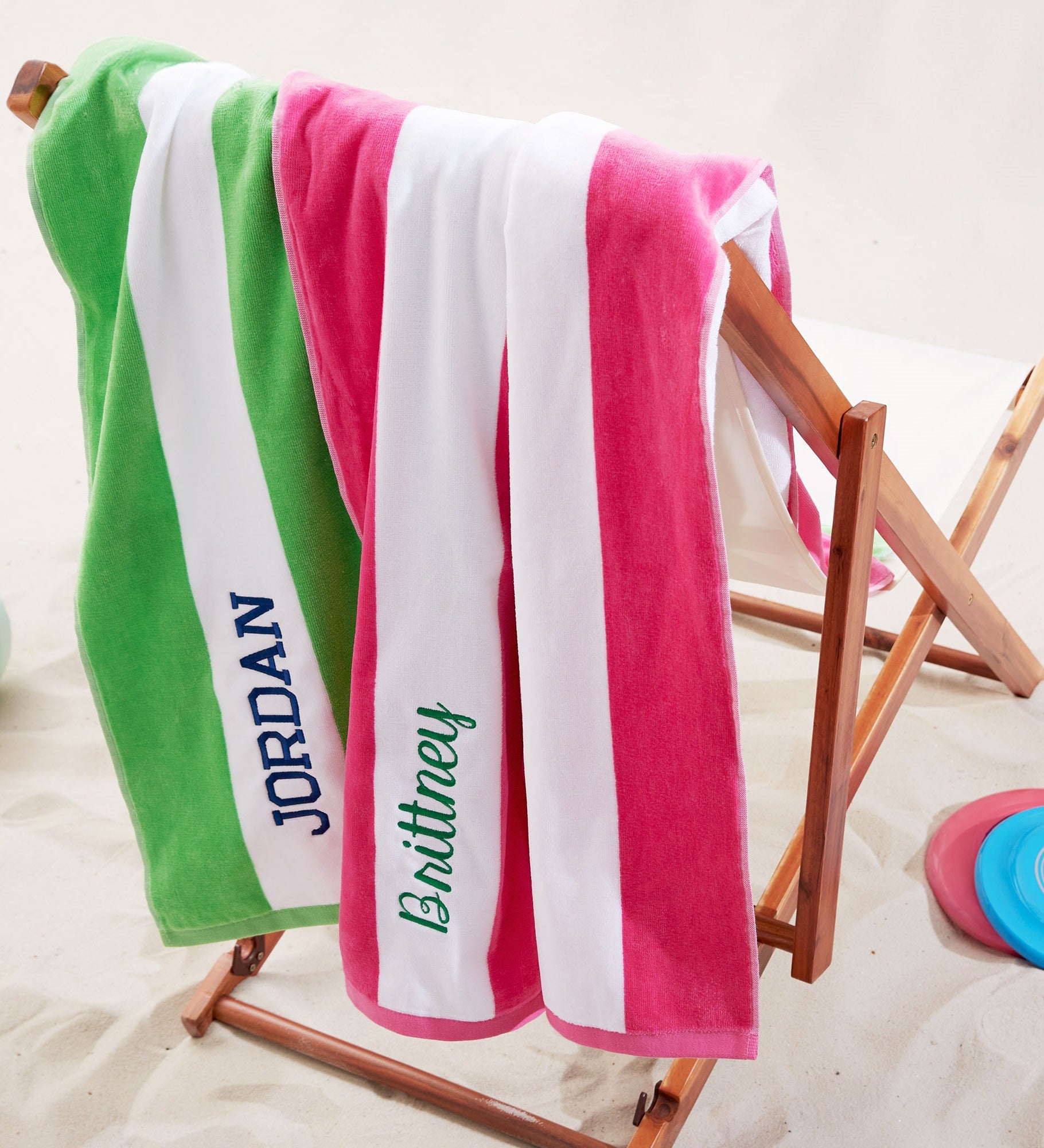 Embroidered Cabana Stripe Beach Towel
