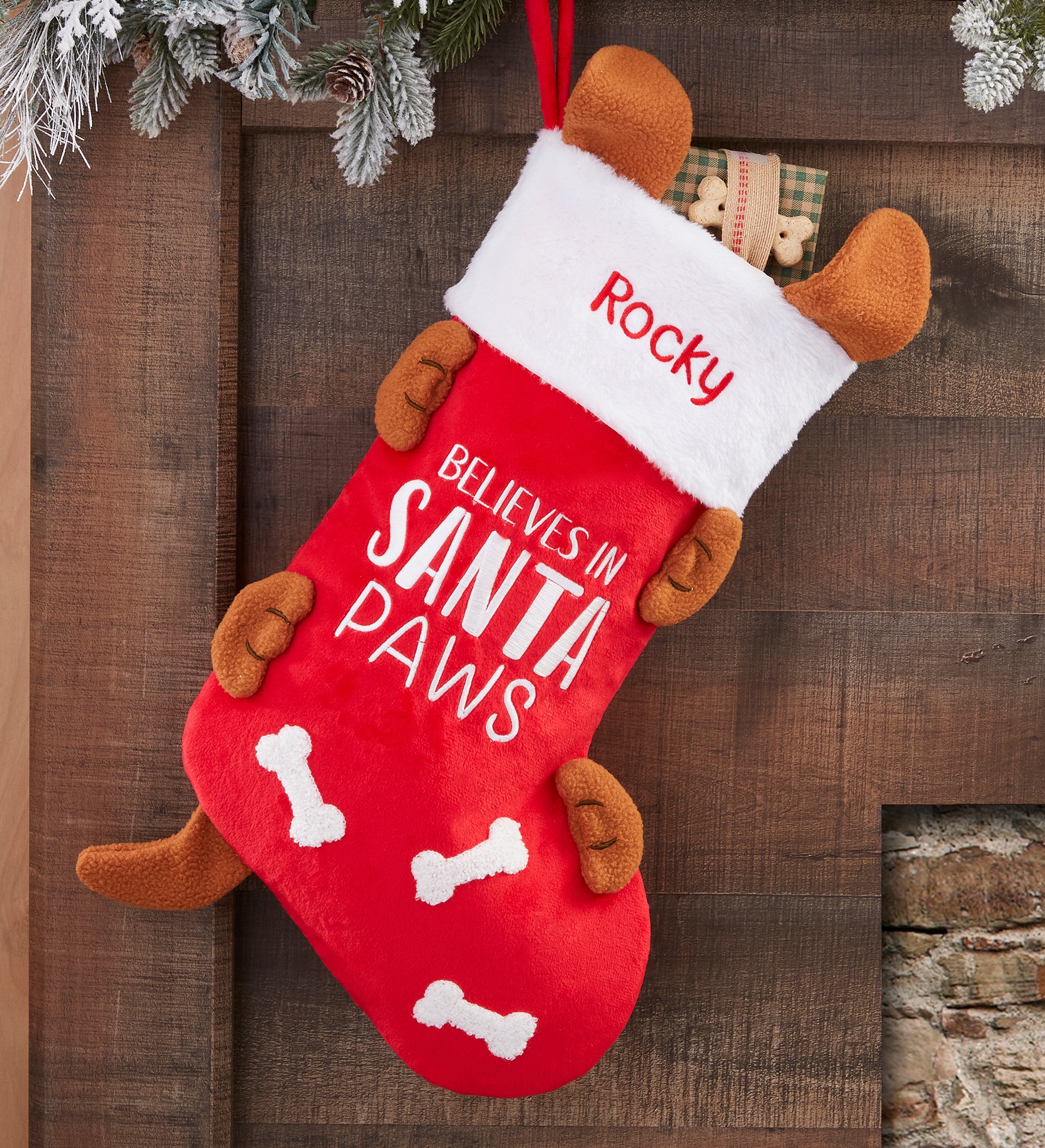 Santa Paws Embroidered Pet Stocking