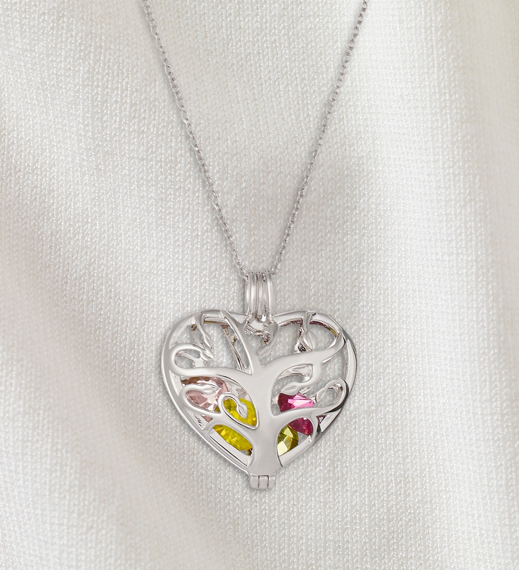 Family Tree Personalized Heart Birthstone Locket
