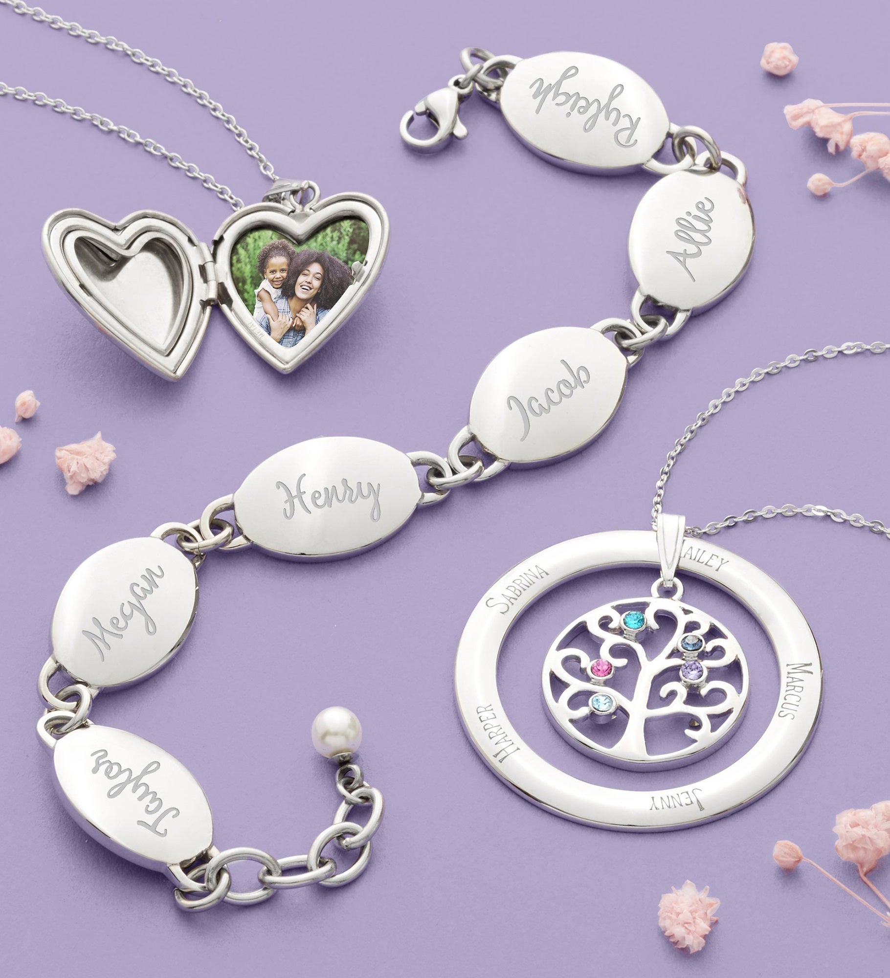 Family Tree Personalized Birthstone Necklace