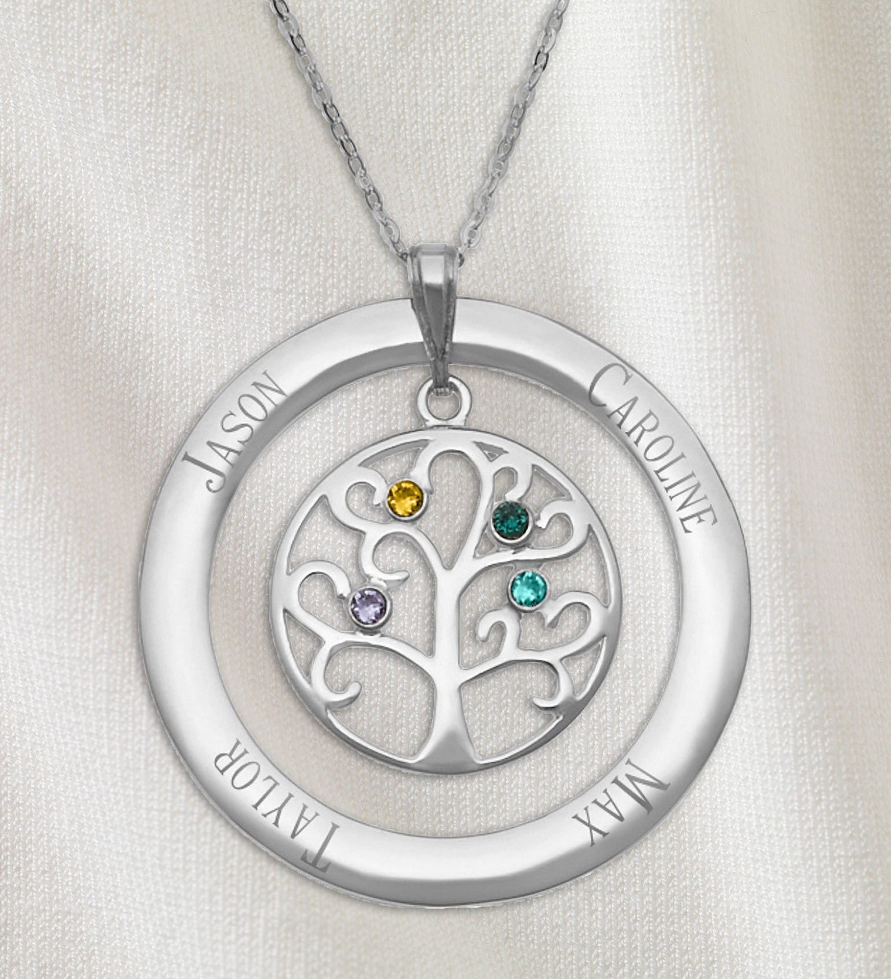 Family Tree Personalized Birthstone Necklace