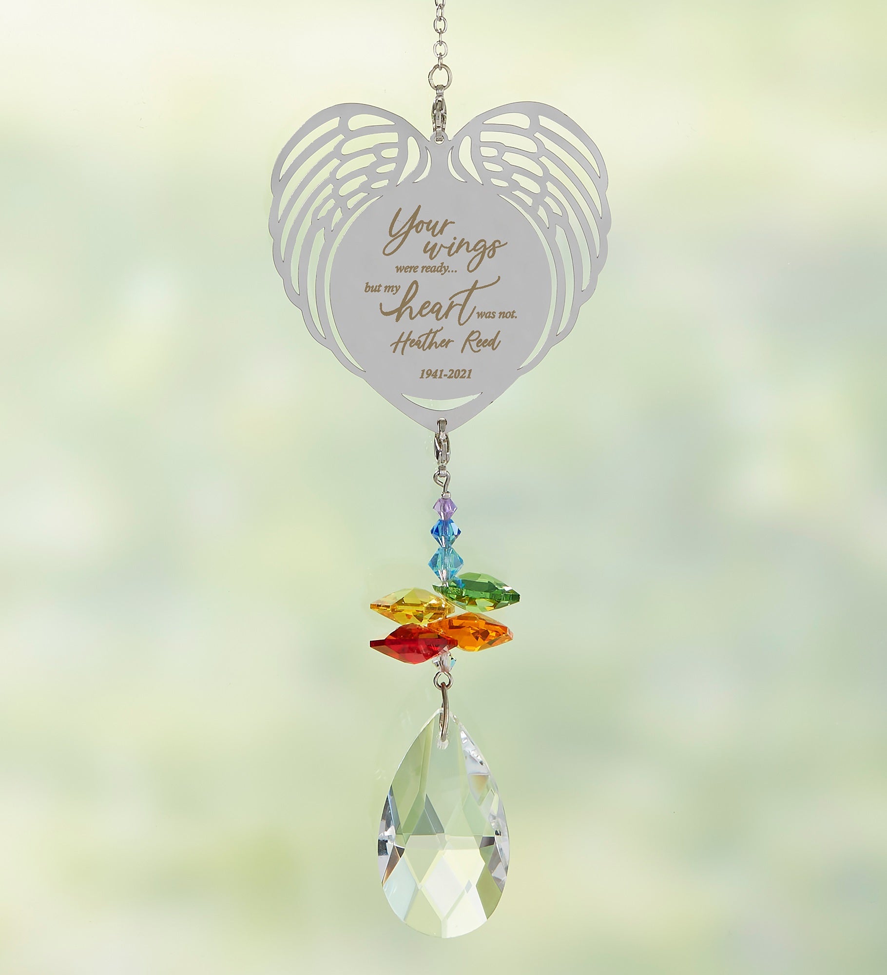 Your Wings Personalized Memorial Heart Suncatcher