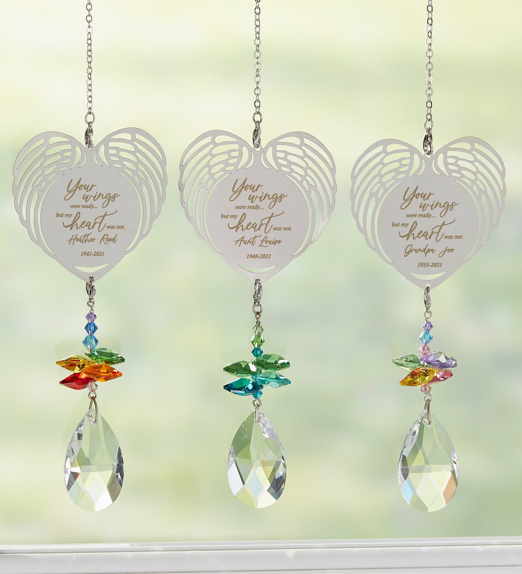 Your Wings Personalized Memorial Heart Suncatcher