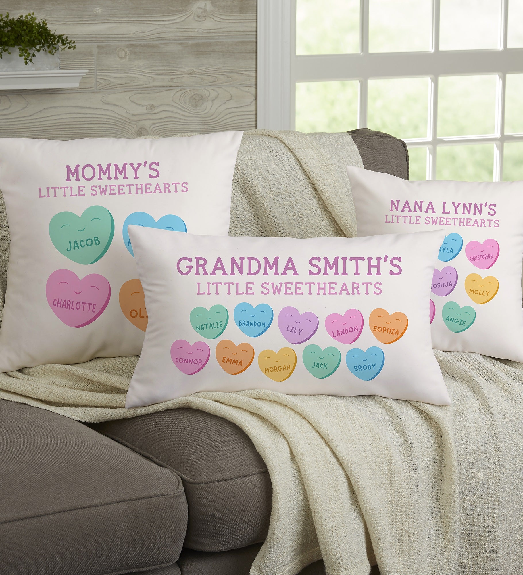 Her Little Sweethearts Personalized Throw Pillow