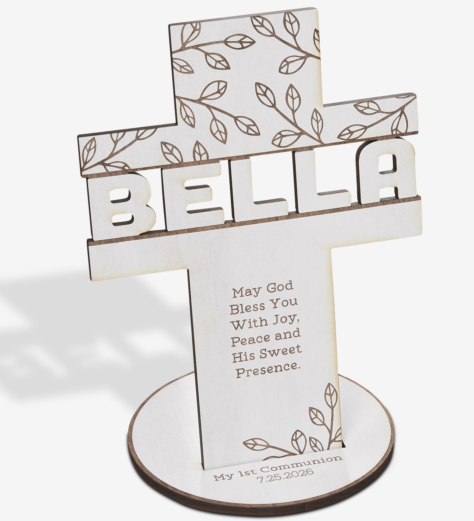 Bless This Child Personalized Wood Tabletop Cross 