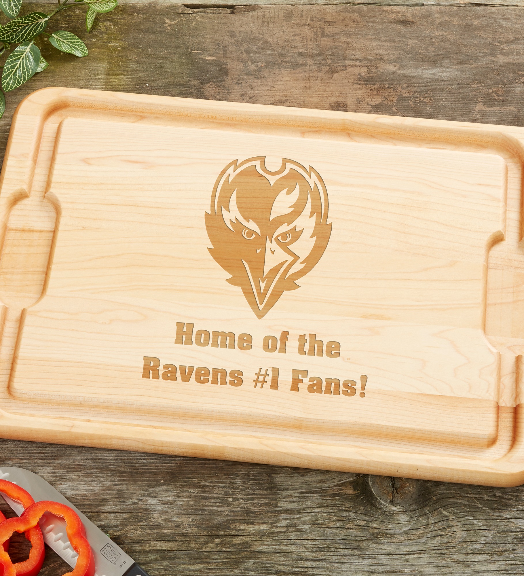 NFL Baltimore Ravens Personalized Hardwood Cutting Board