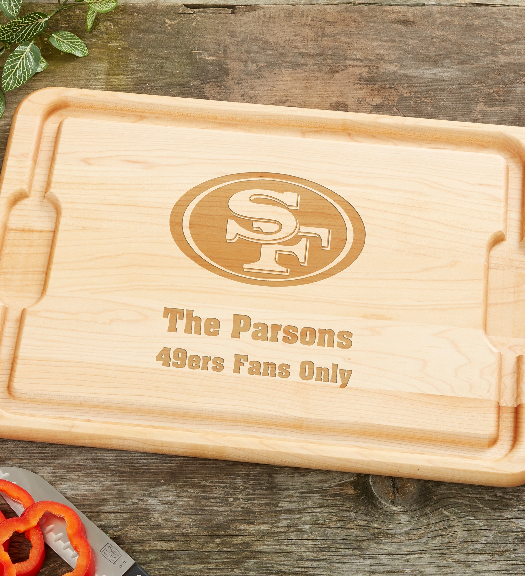 NFL San Francisco 49ers Personalized Hardwood Cutting Board
