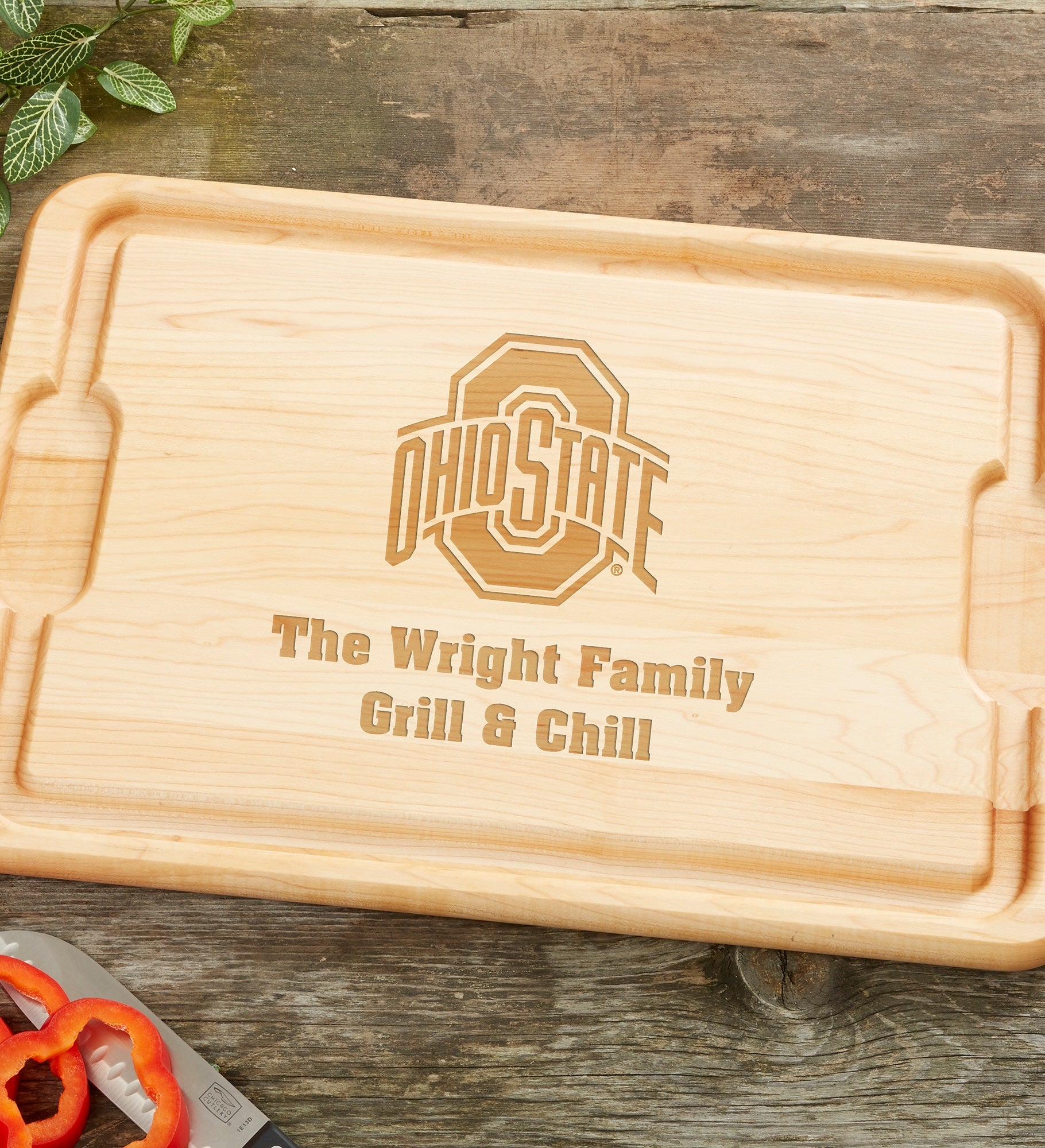 NCAA Ohio State Buckeyes Personalized Maple Cutting Board