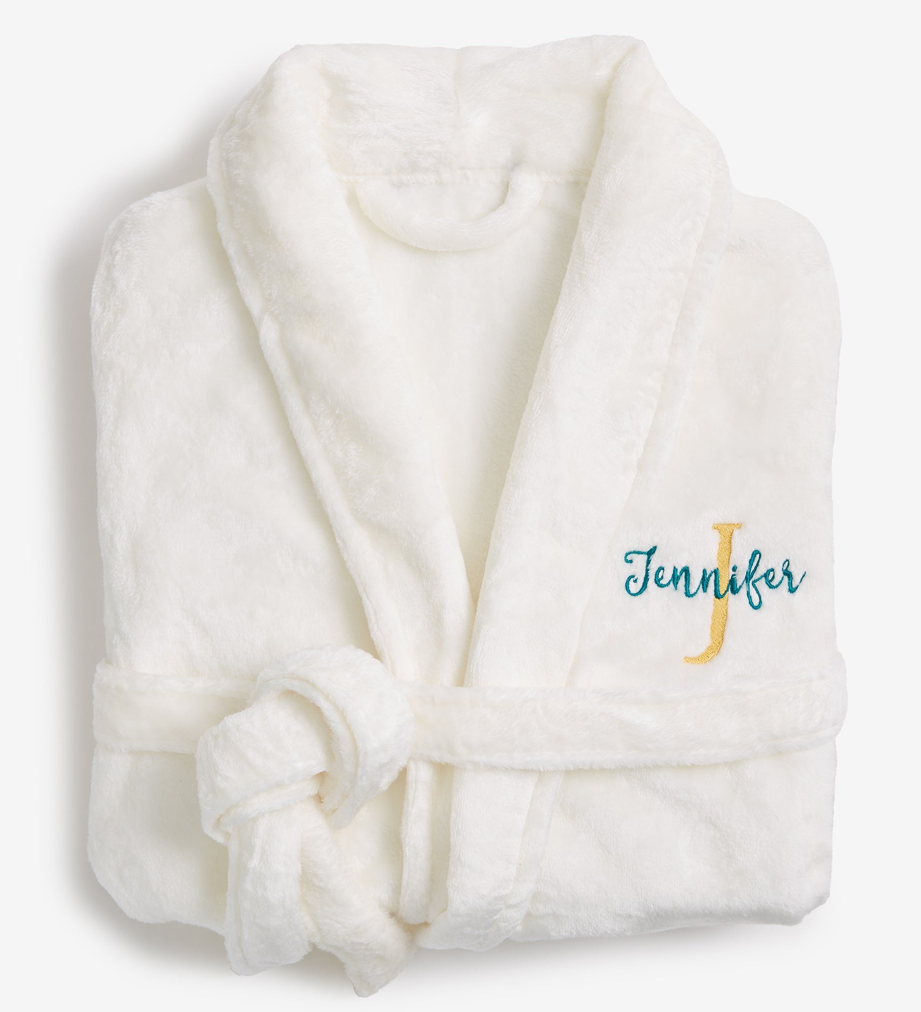 Playful Name Short Embroidered Fleece Robe