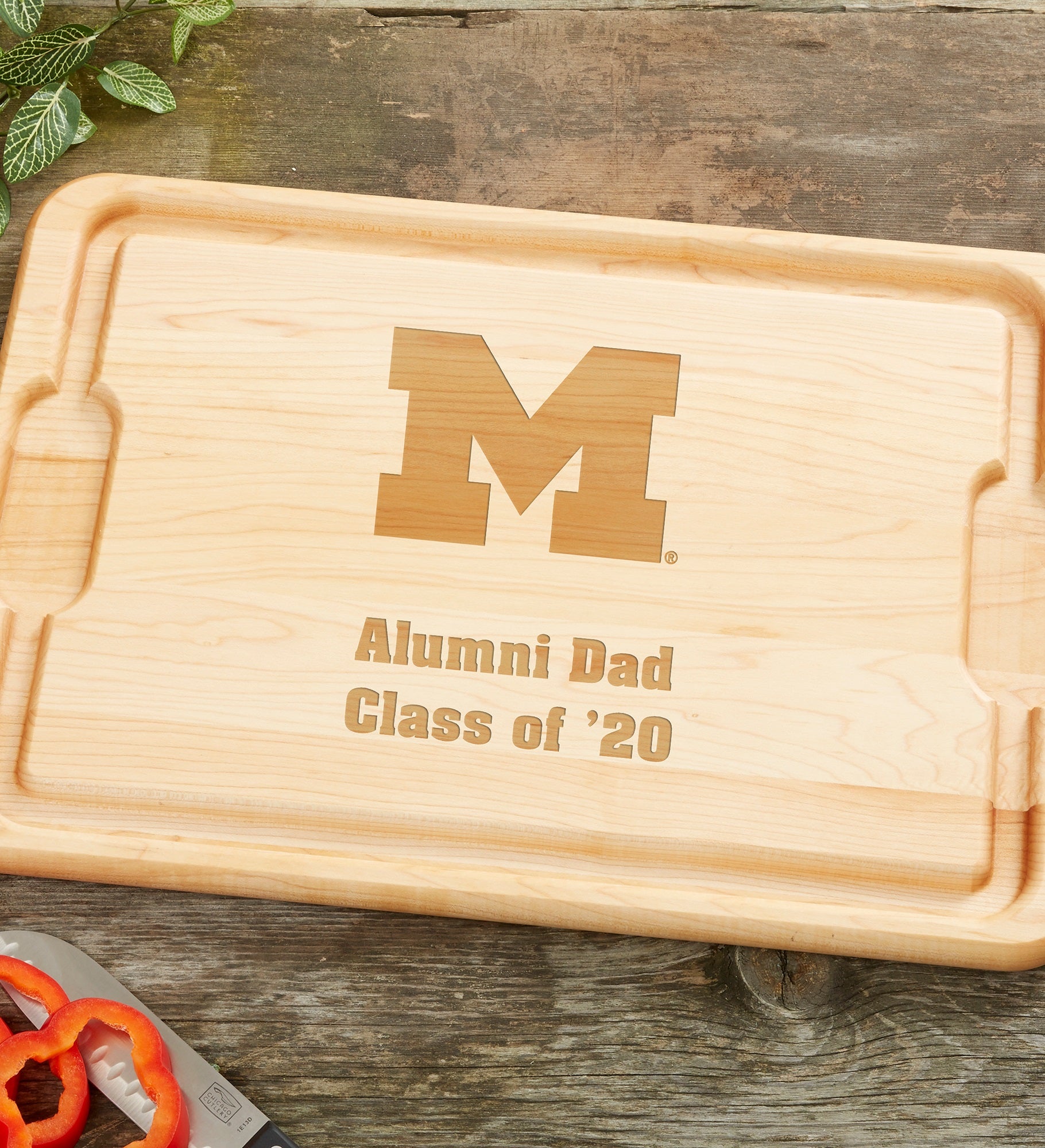 NCAA Michigan Wolverines Personalized Maple Cutting Board