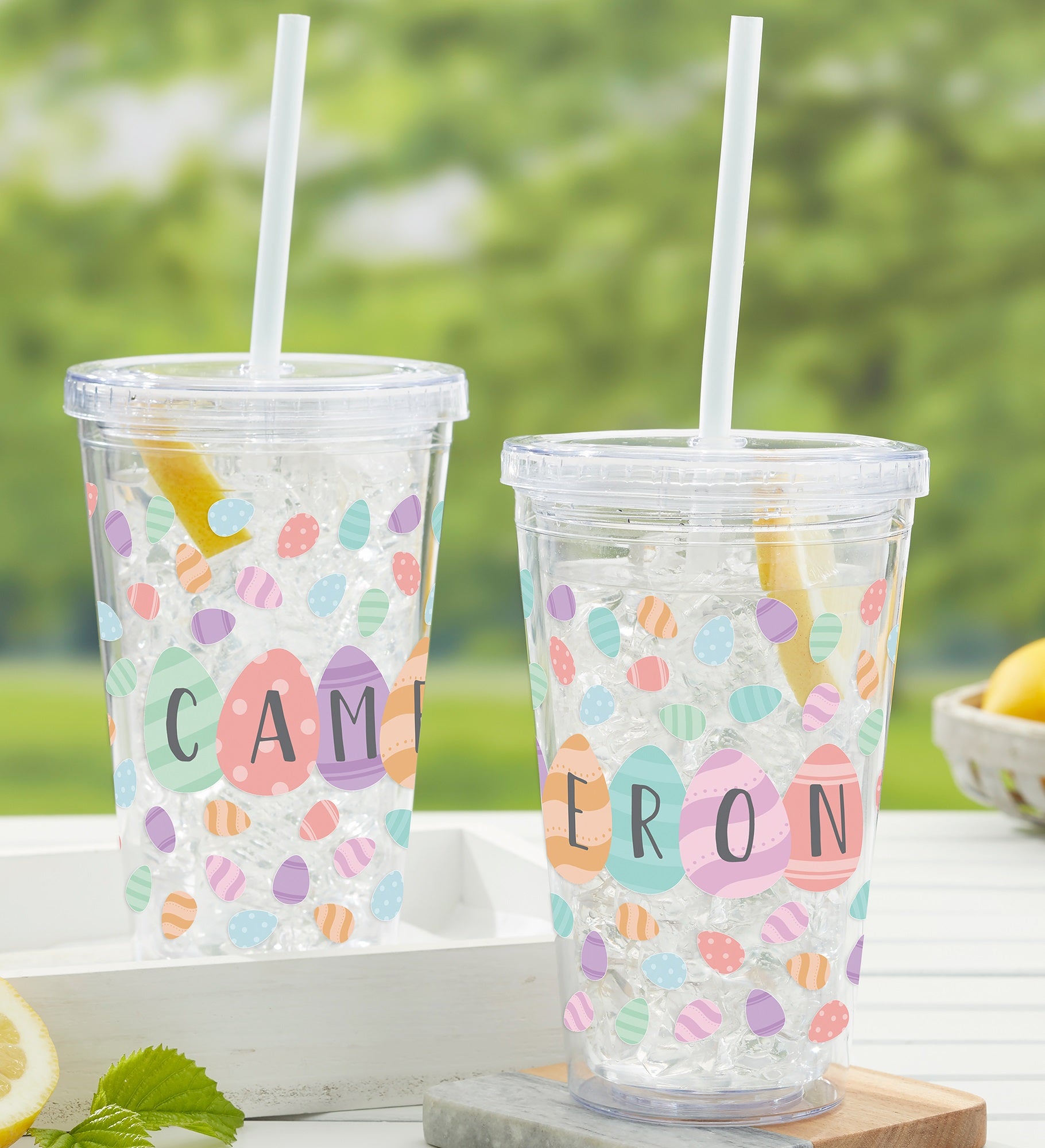 Happy Easter Eggs Personalized 17 oz. Acrylic Insulated Tumbler