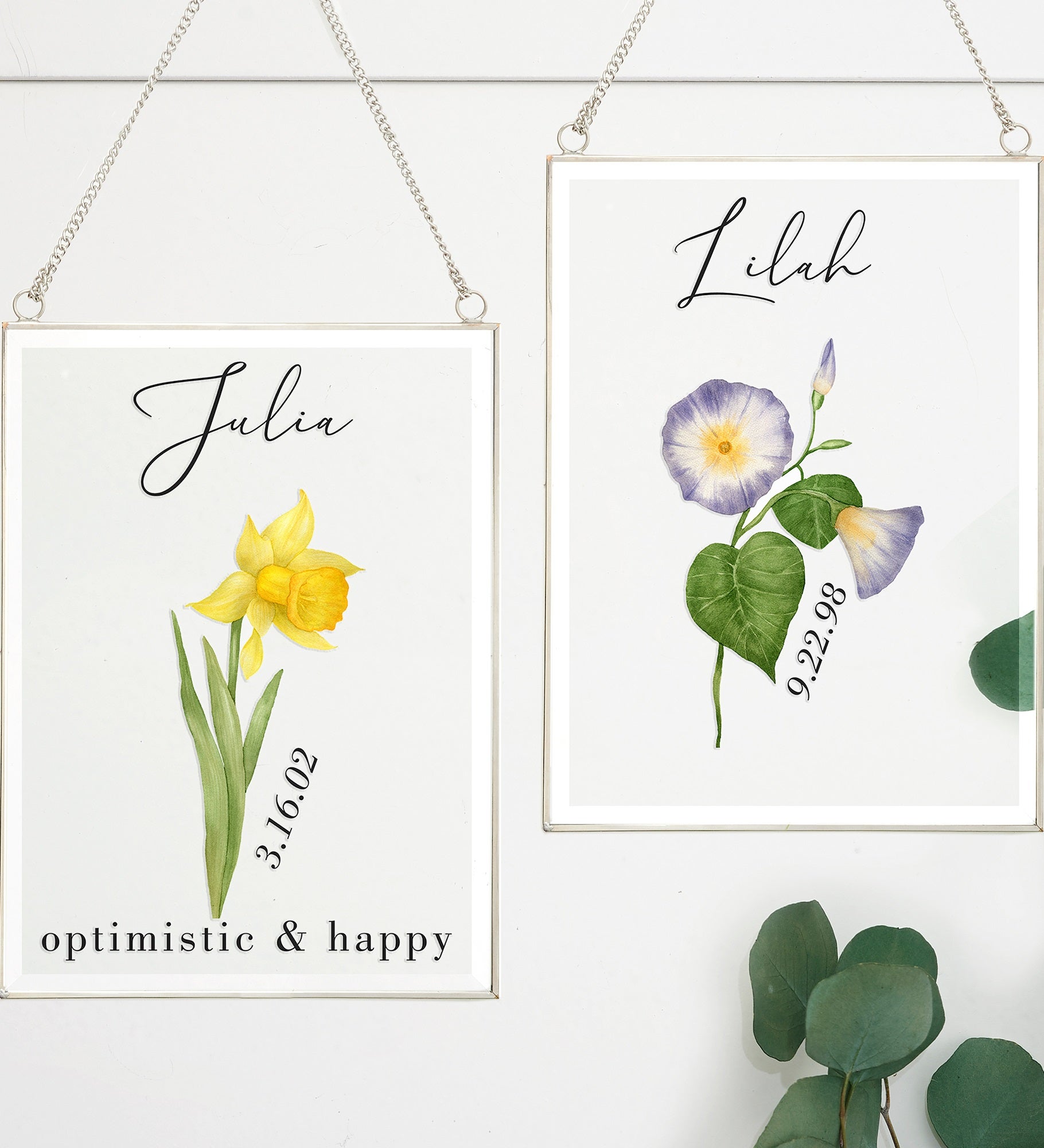 Birth Month Flower Personalized Hanging Glass Wall Decor