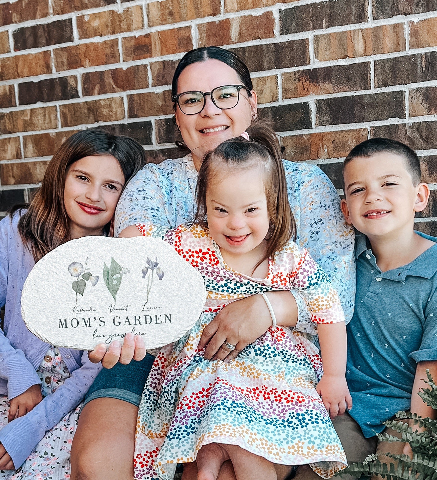 Birth Month Flower Personalized Round Garden Stone
