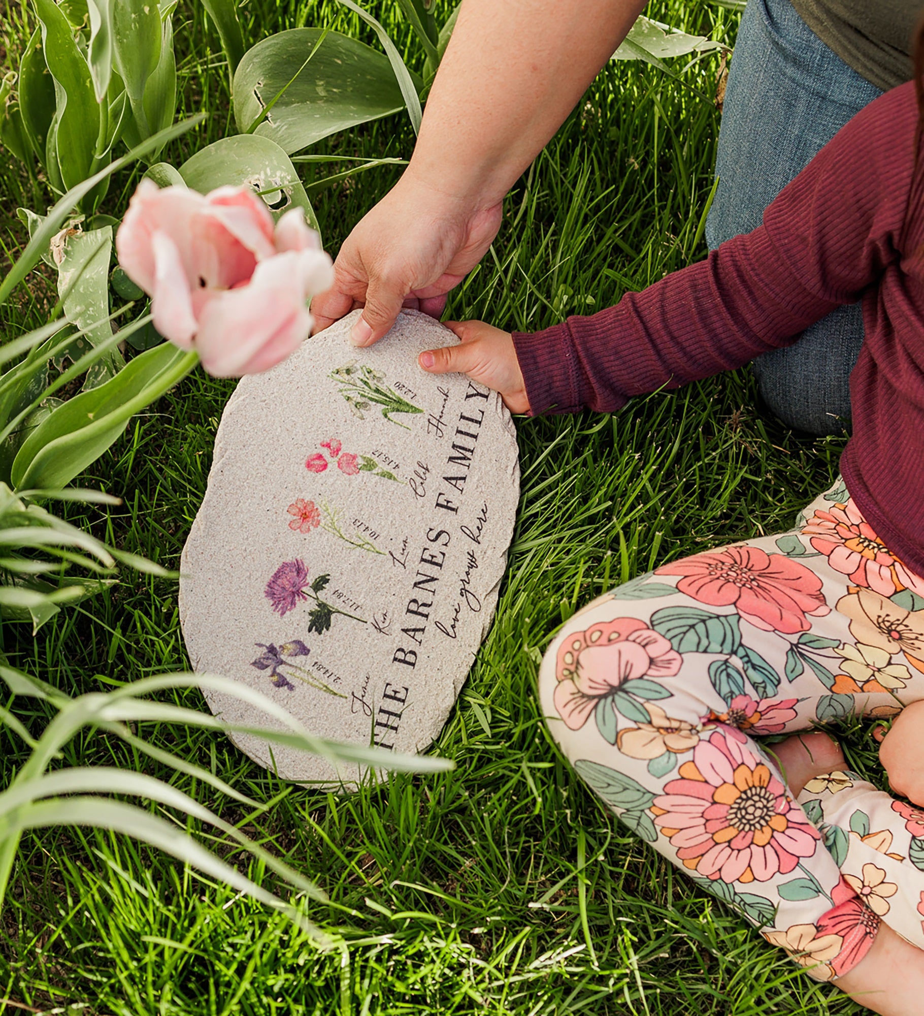 Birth Month Flower Personalized Round Garden Stone