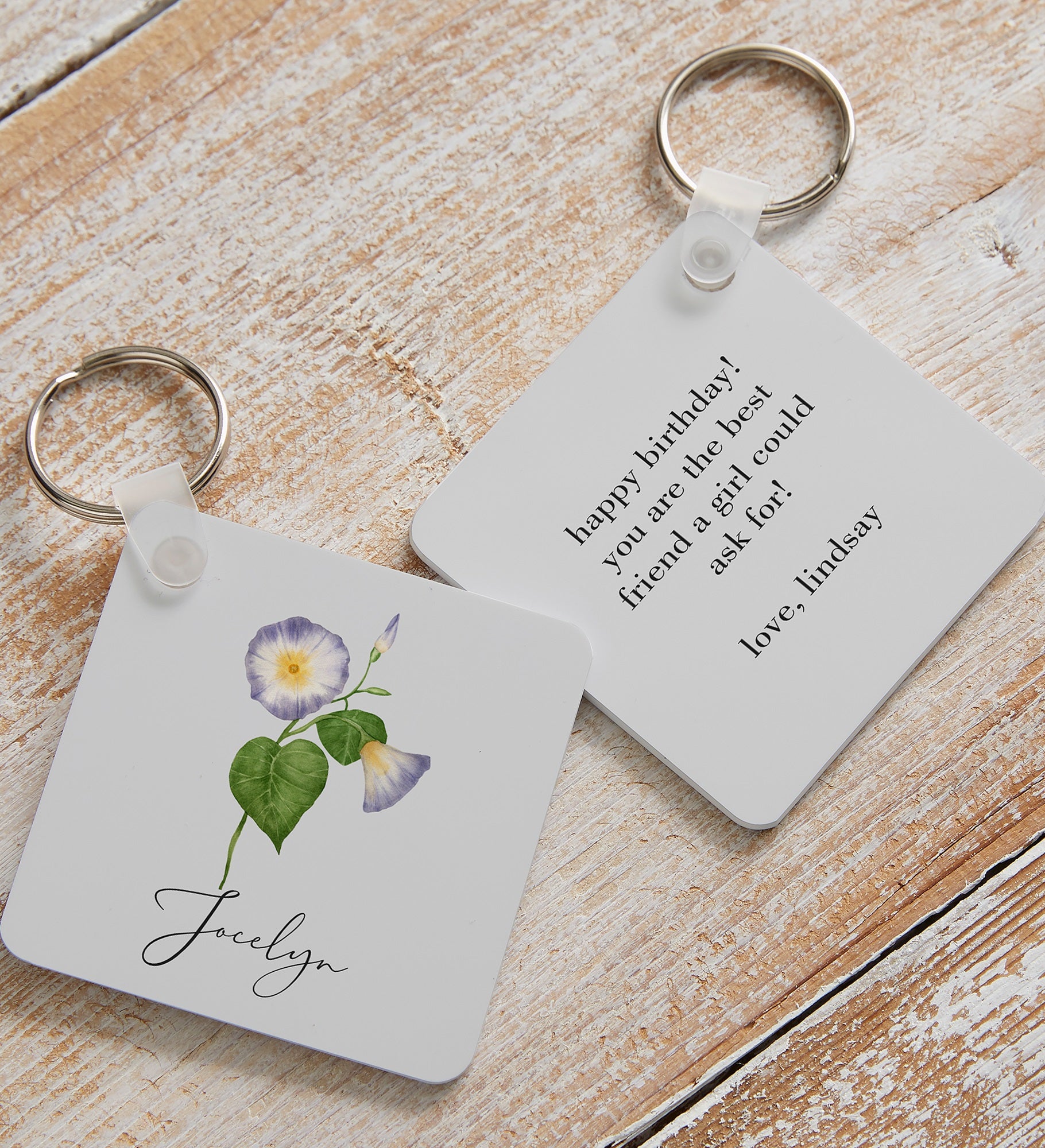Birth Month Flower Personalized Keychain