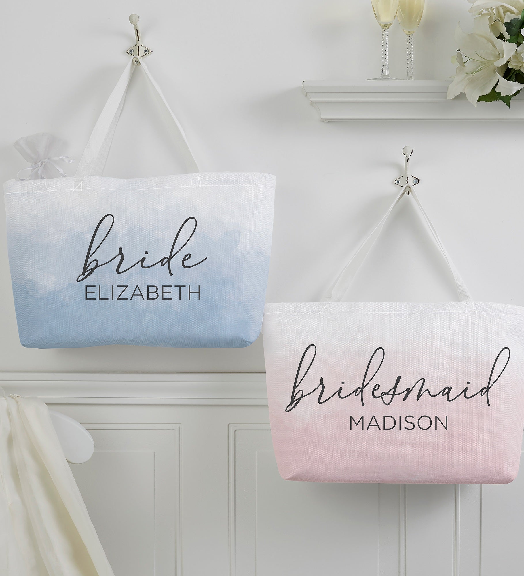 Watercolor Bridesmaid Personalized Tote Bag