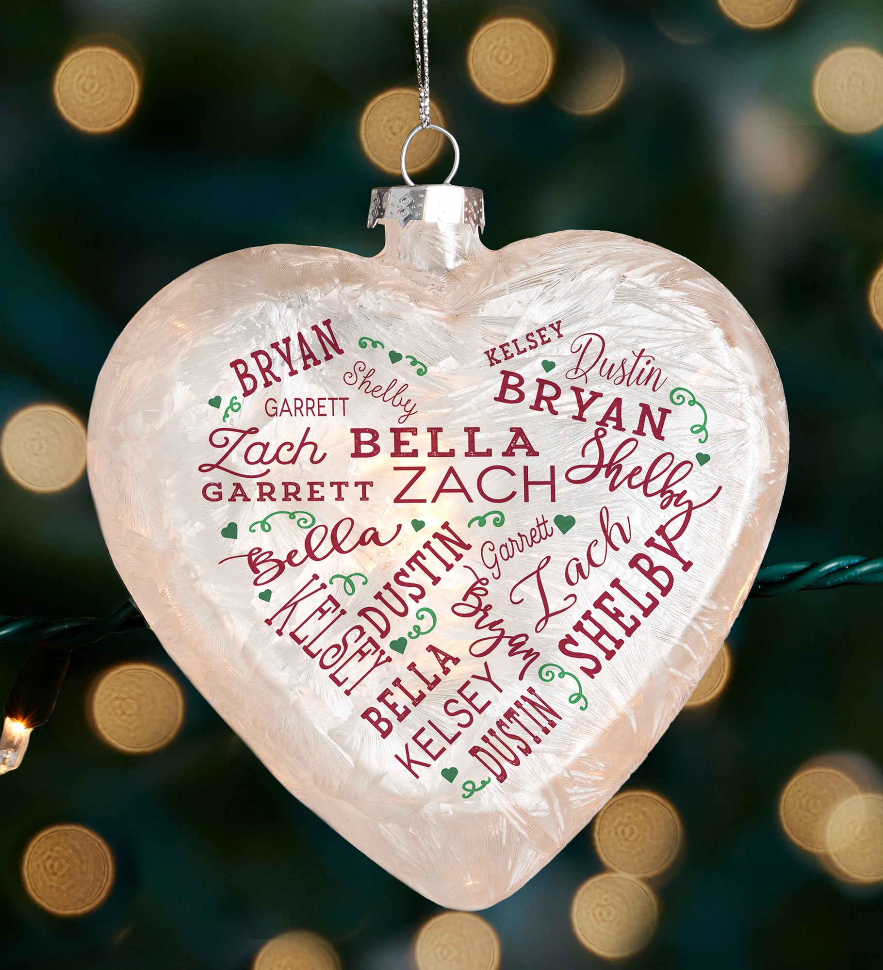 Close To Her Heart Personalized Lightable Frosted Glass Heart Ornament