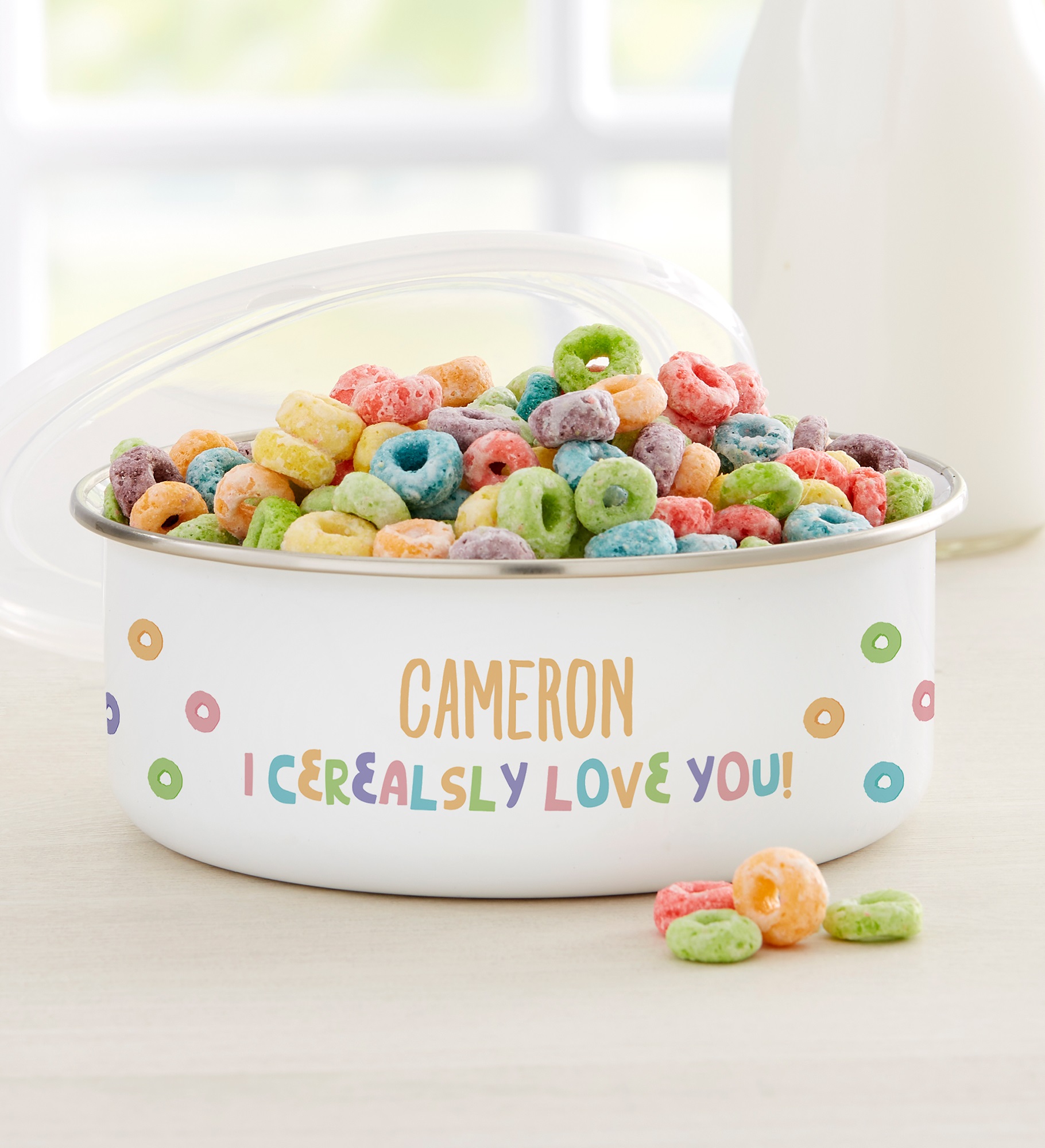 I Cerealsly Love You Personalized Kids Enamel Bowl with Lid