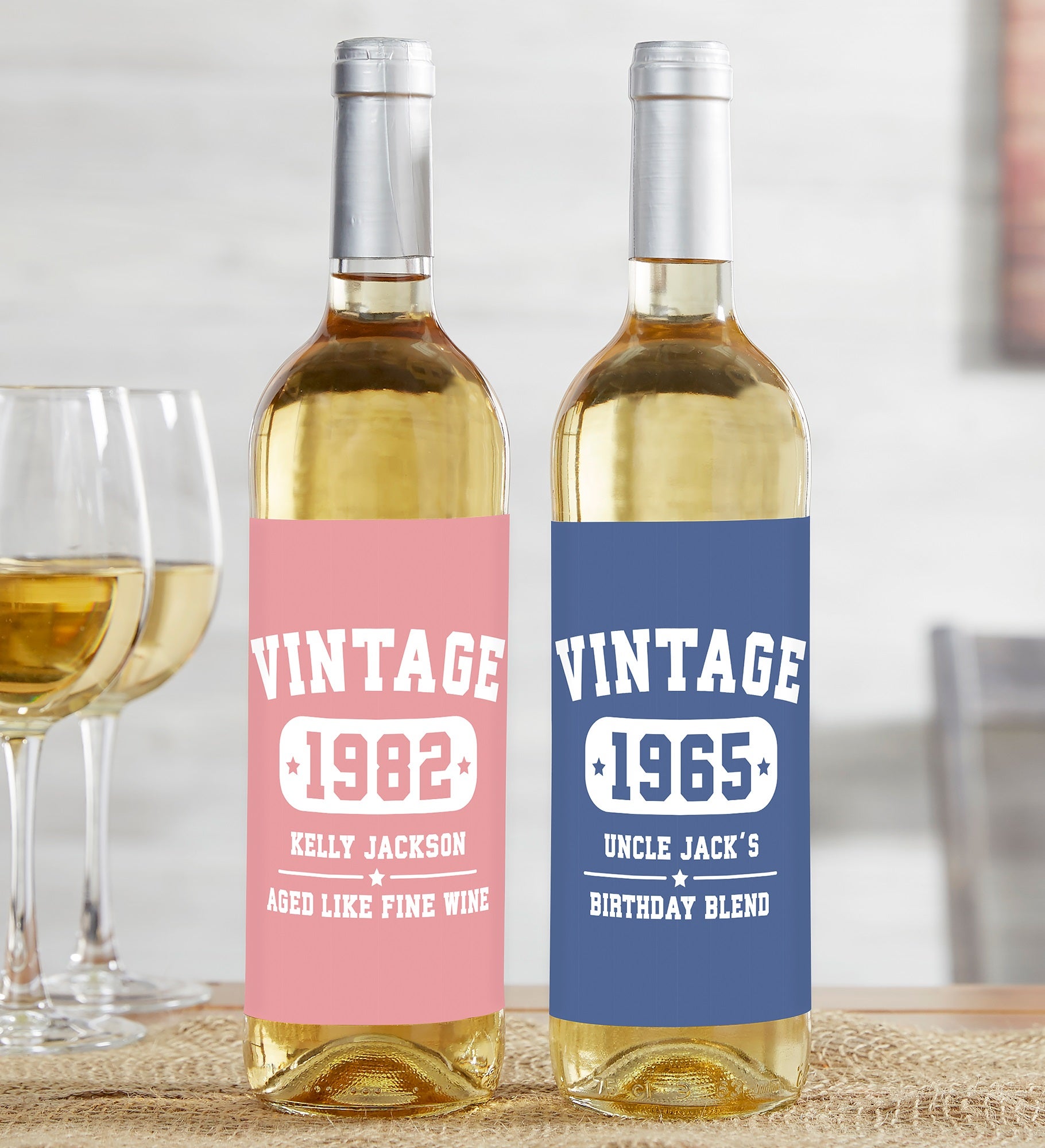 Vintage Birthday Personalized Wine Bottle Label
