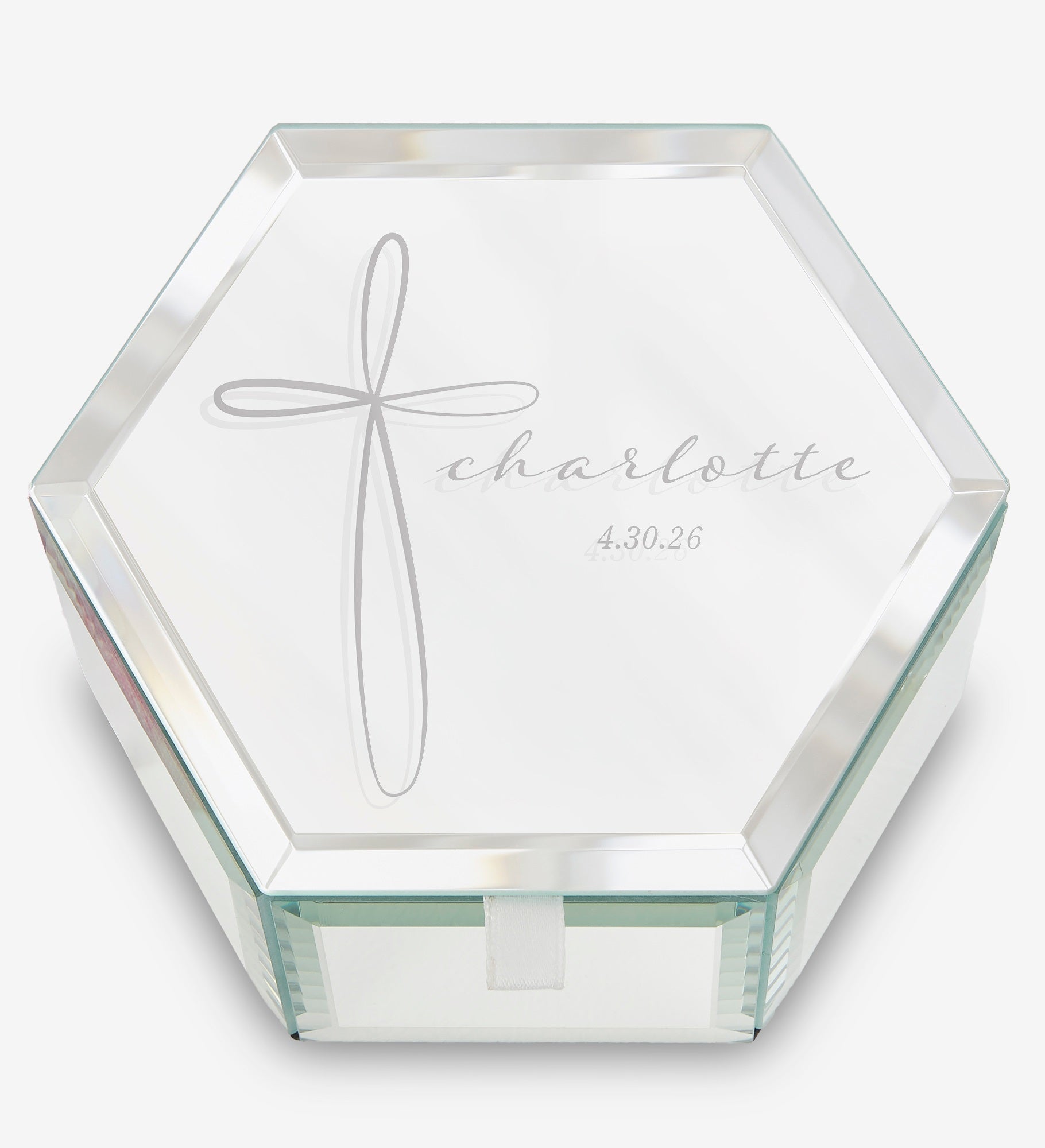 Holy Name Personalized First Communion Mirrored Jewelry Box