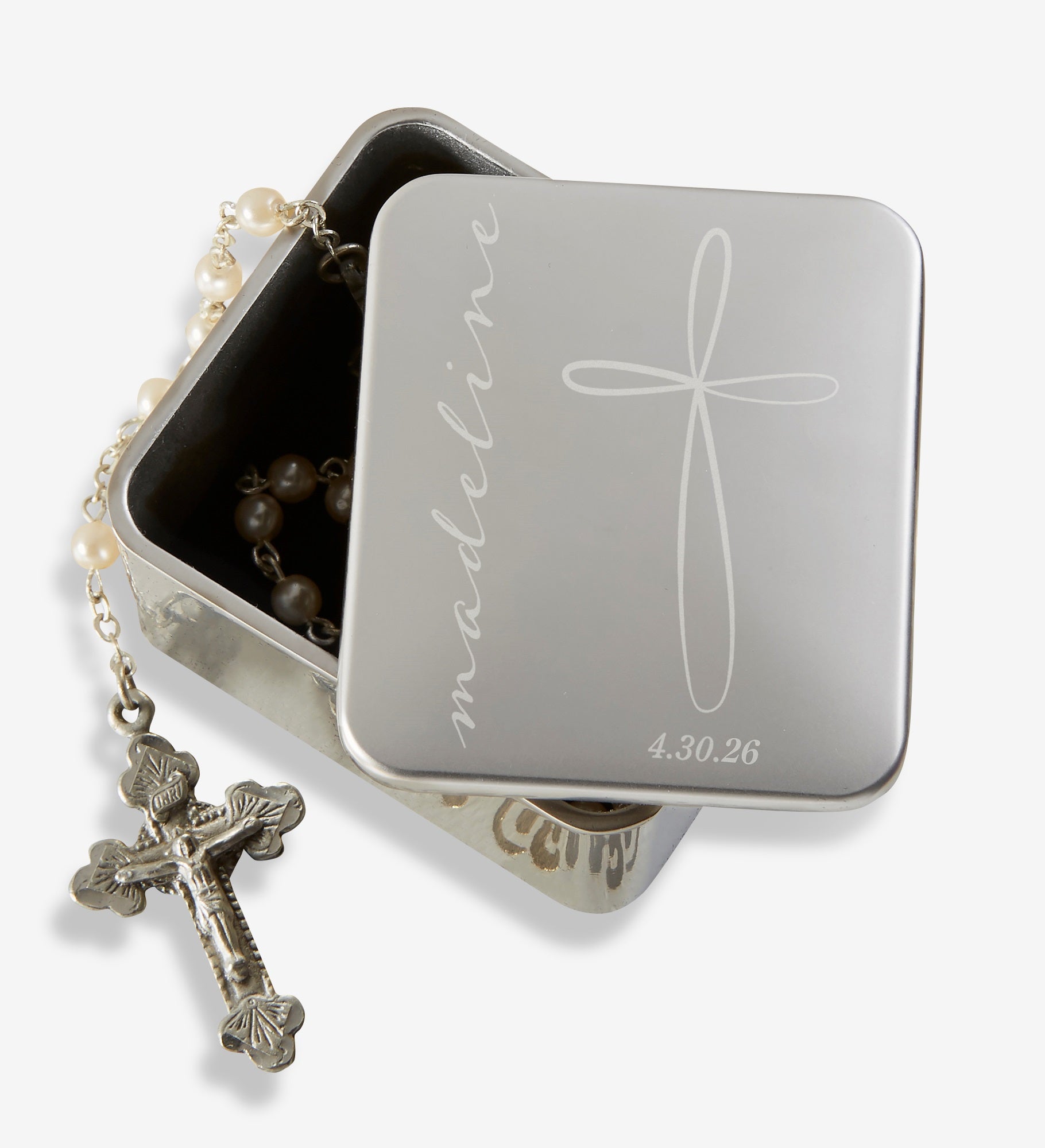 Holy Name Personalized First Communion Trinket Rosary Box