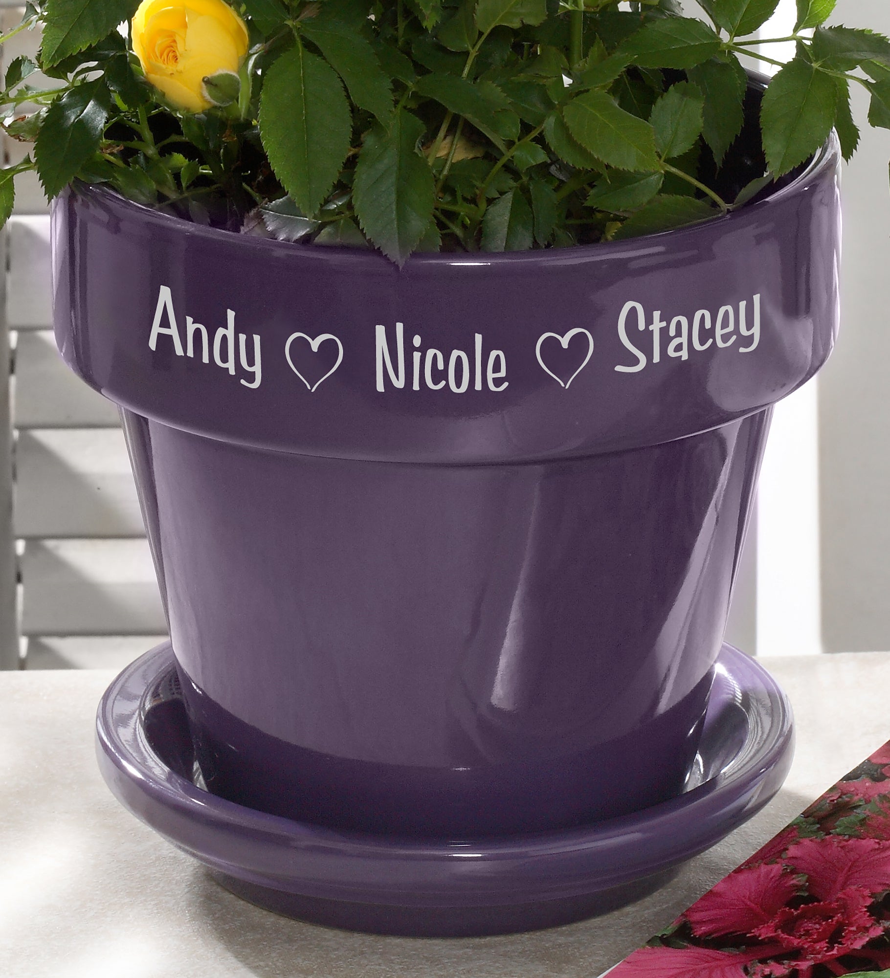 Garden Of Love Engraved Flower Pot