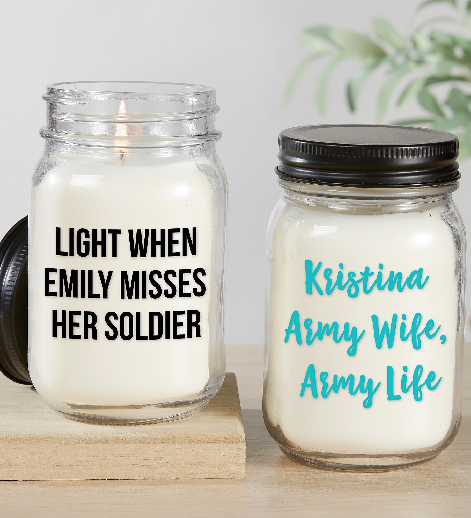Write Your Own Military Expressions Personalized Farmhouse Candle Jar