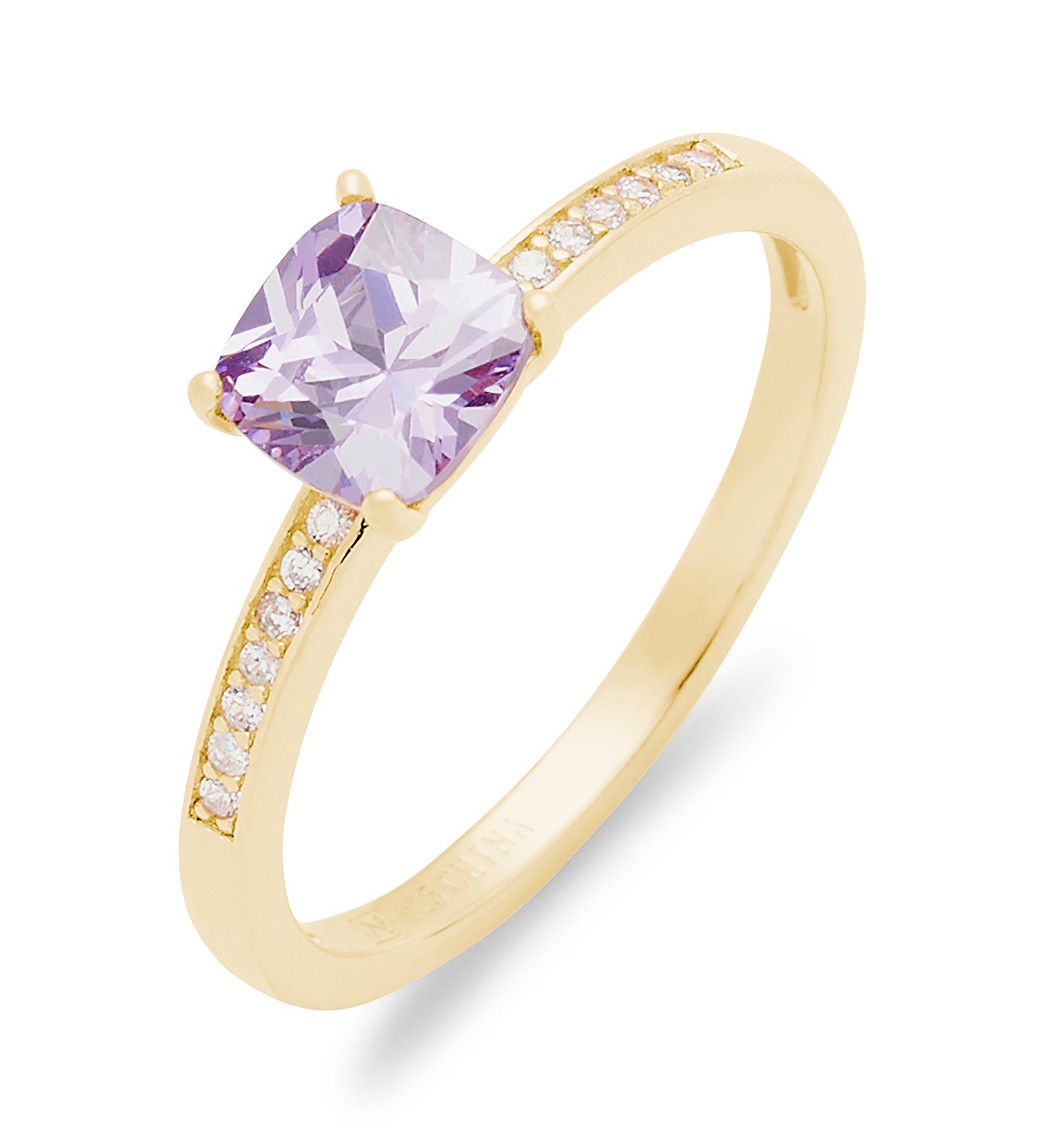 Cushion Cut Birthstone Pave Band Ring