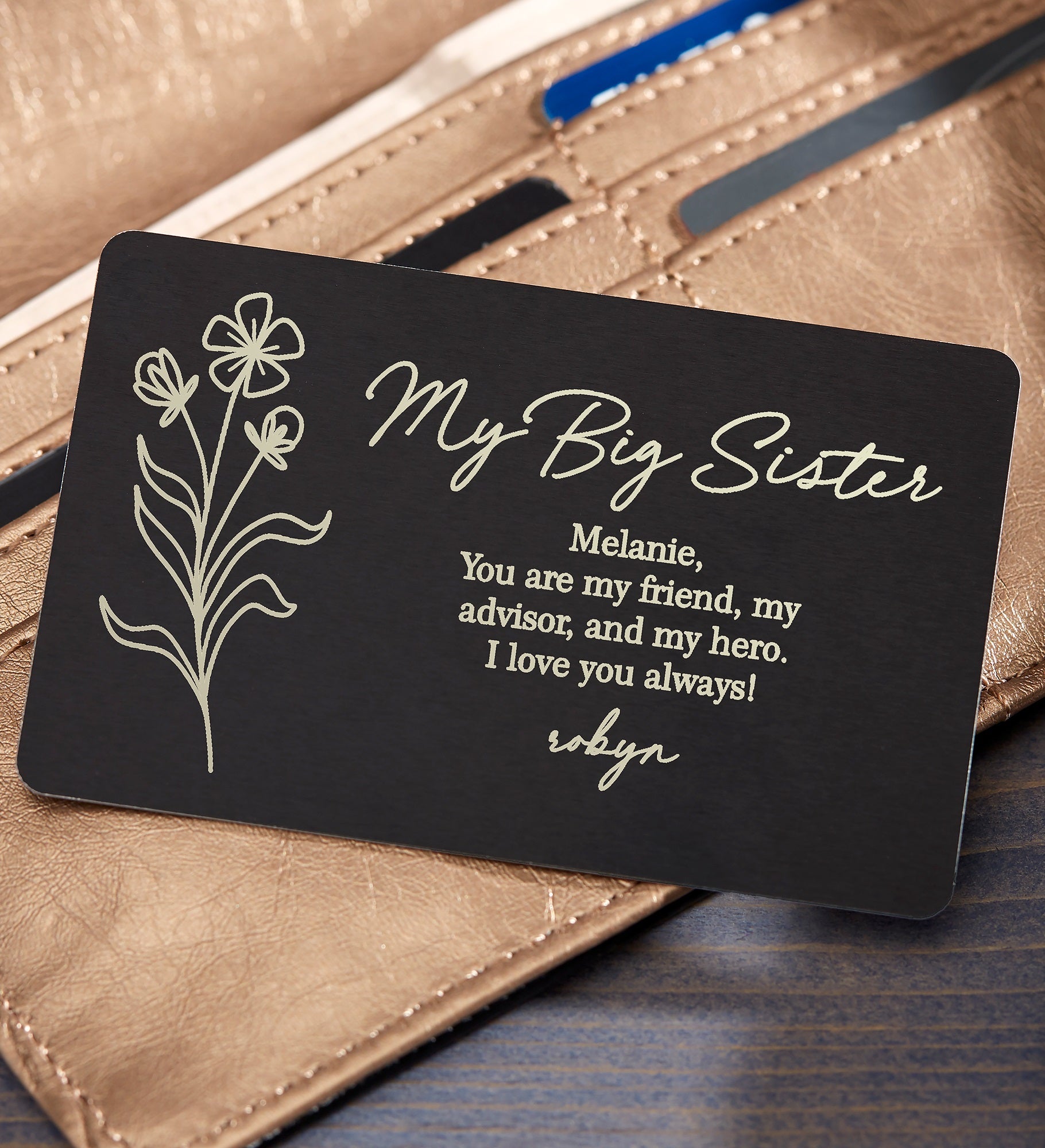 My Sister Personalized Metal Wallet Card 