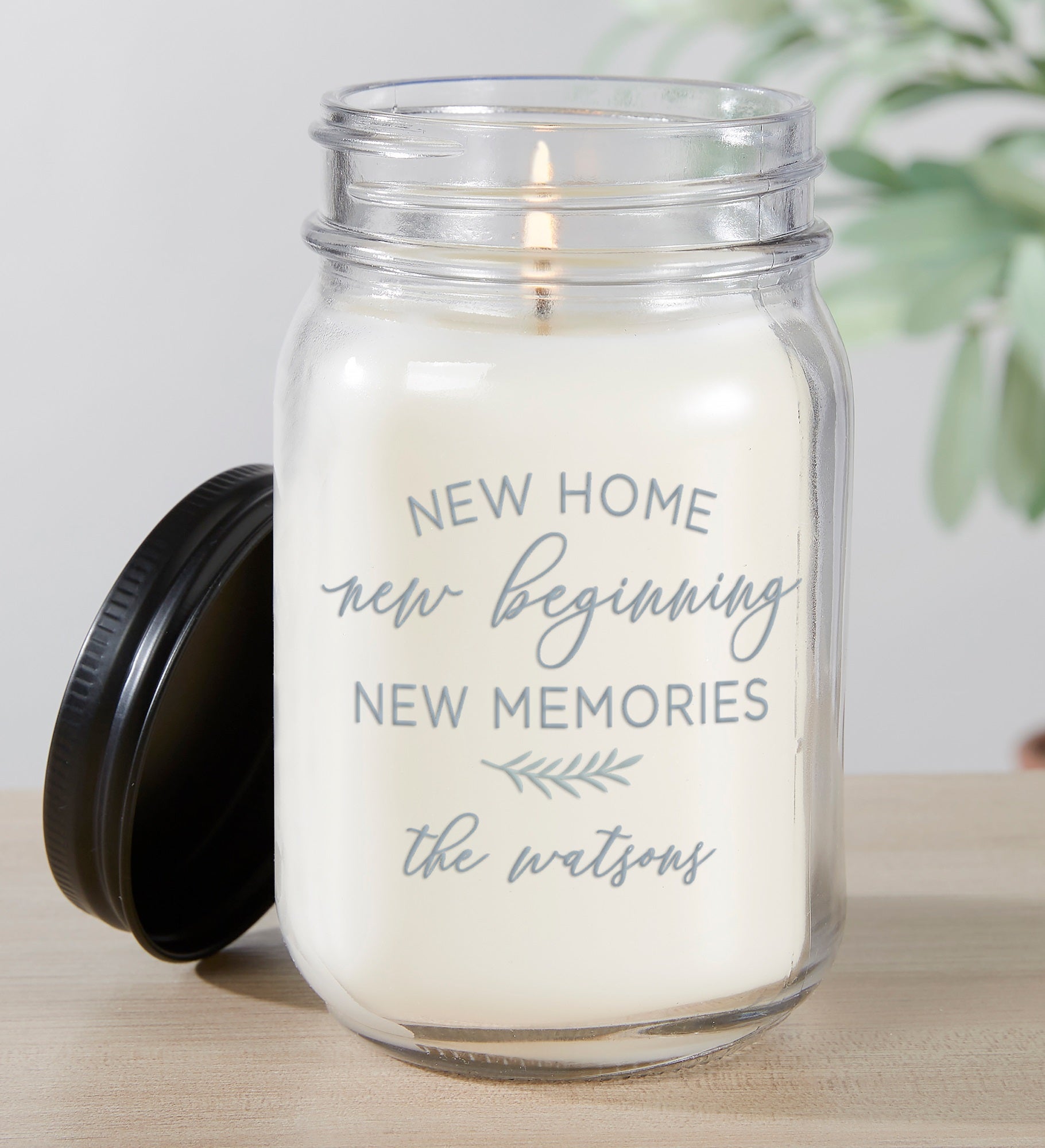 New Home, New Memories Personalized Farmhouse Candle Jar