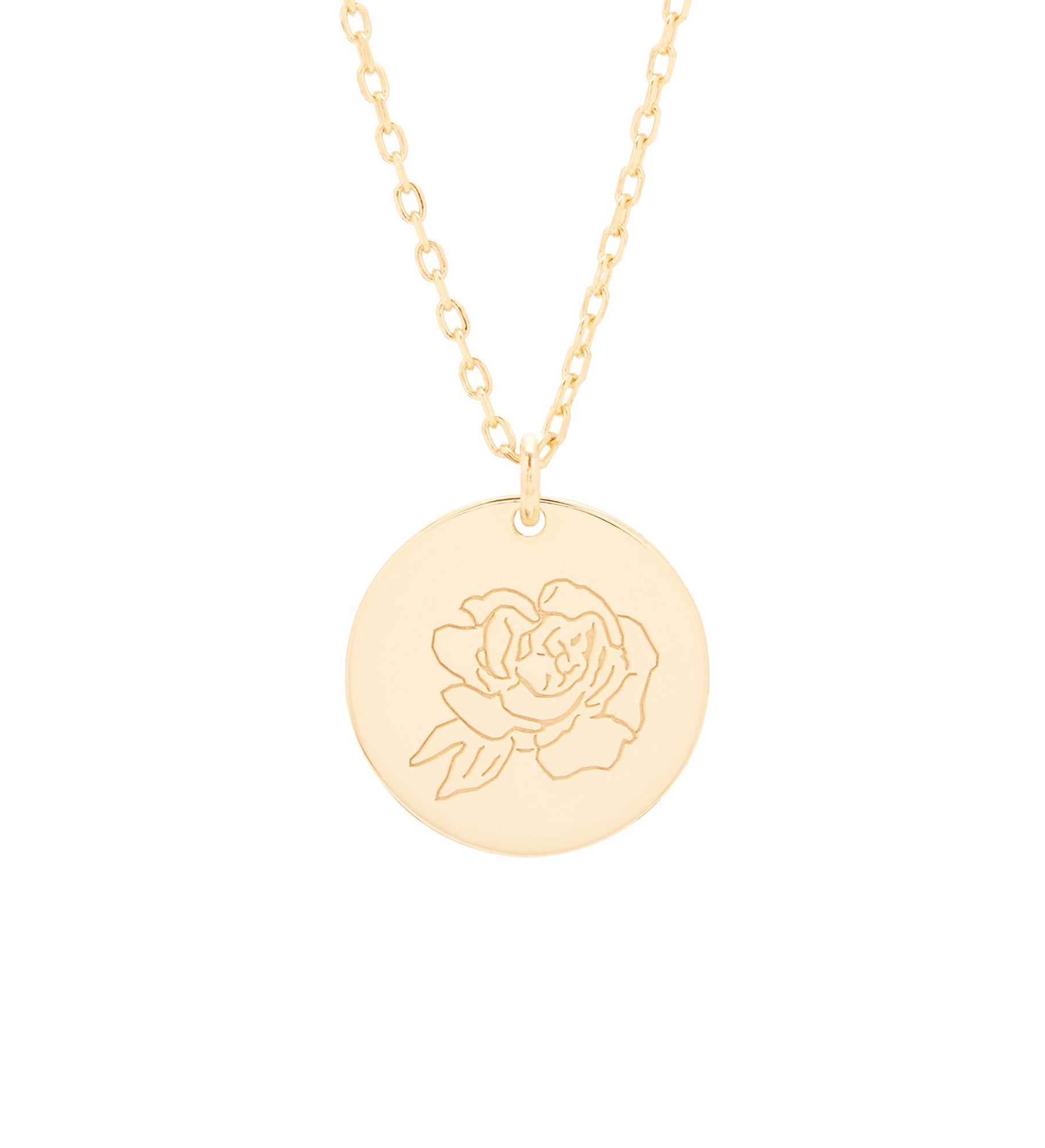September Birth Flower Peony Gold Pendant