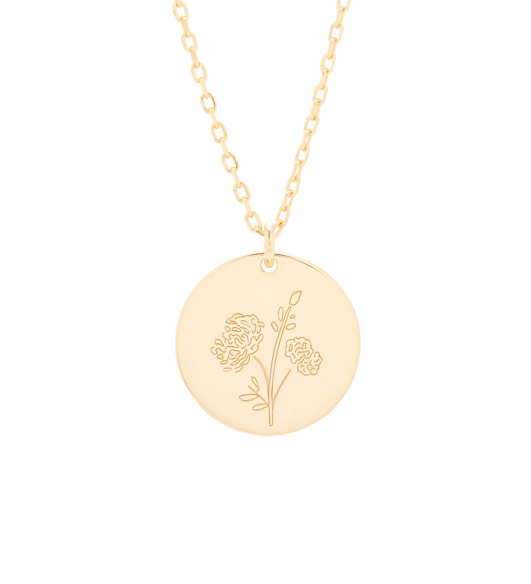 November Birth Flower Chrysanthemum Gold Pendant