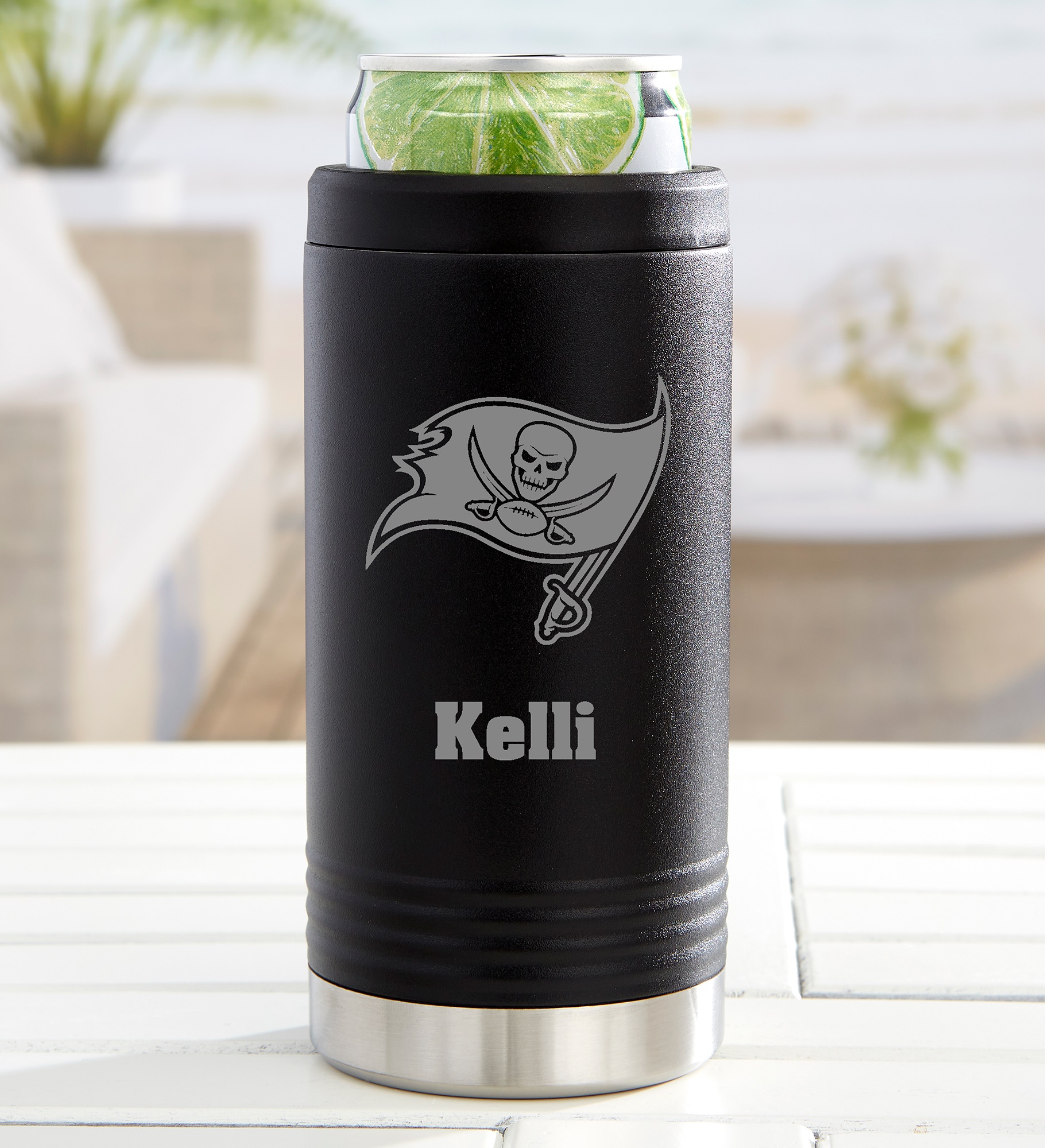 NFL Tampa Bay Buccaneers Personalized Insulated Skinny Can Holder