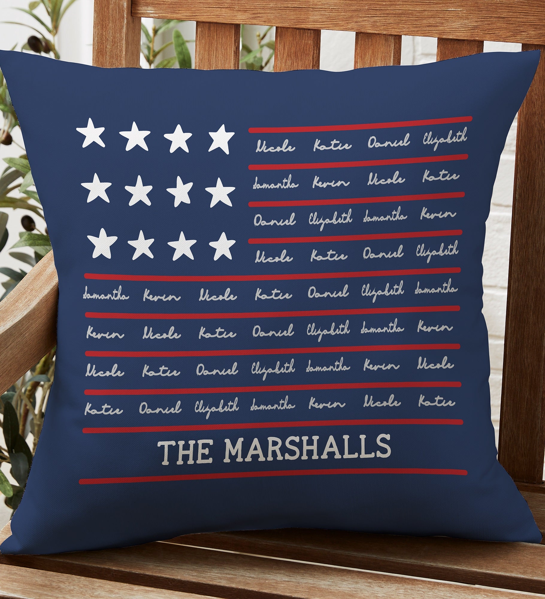 Family Name Flag Personalized Outdoor Throw Pillow