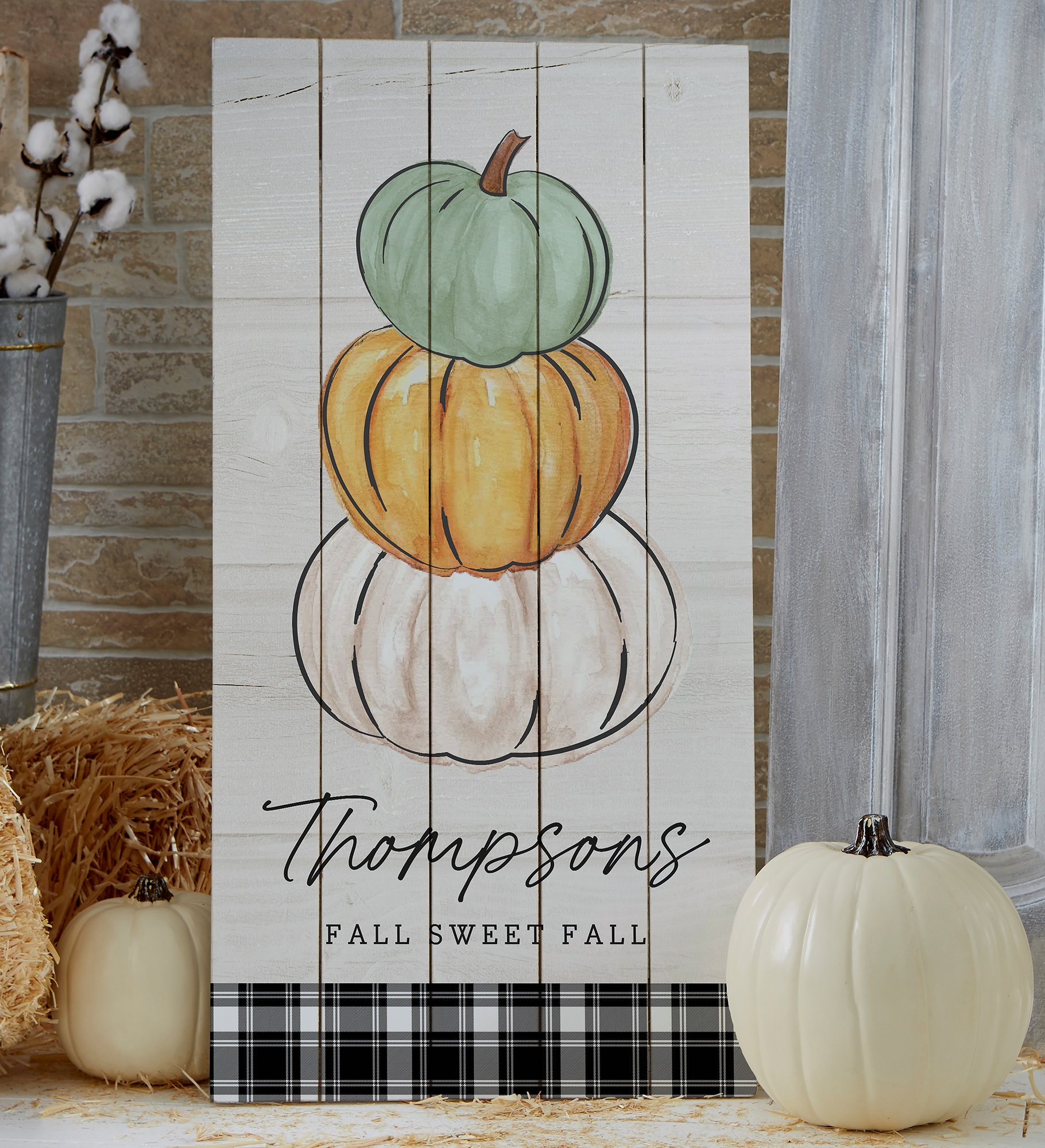 Fall Family Pumpkins Personalized Standing Wood Sign