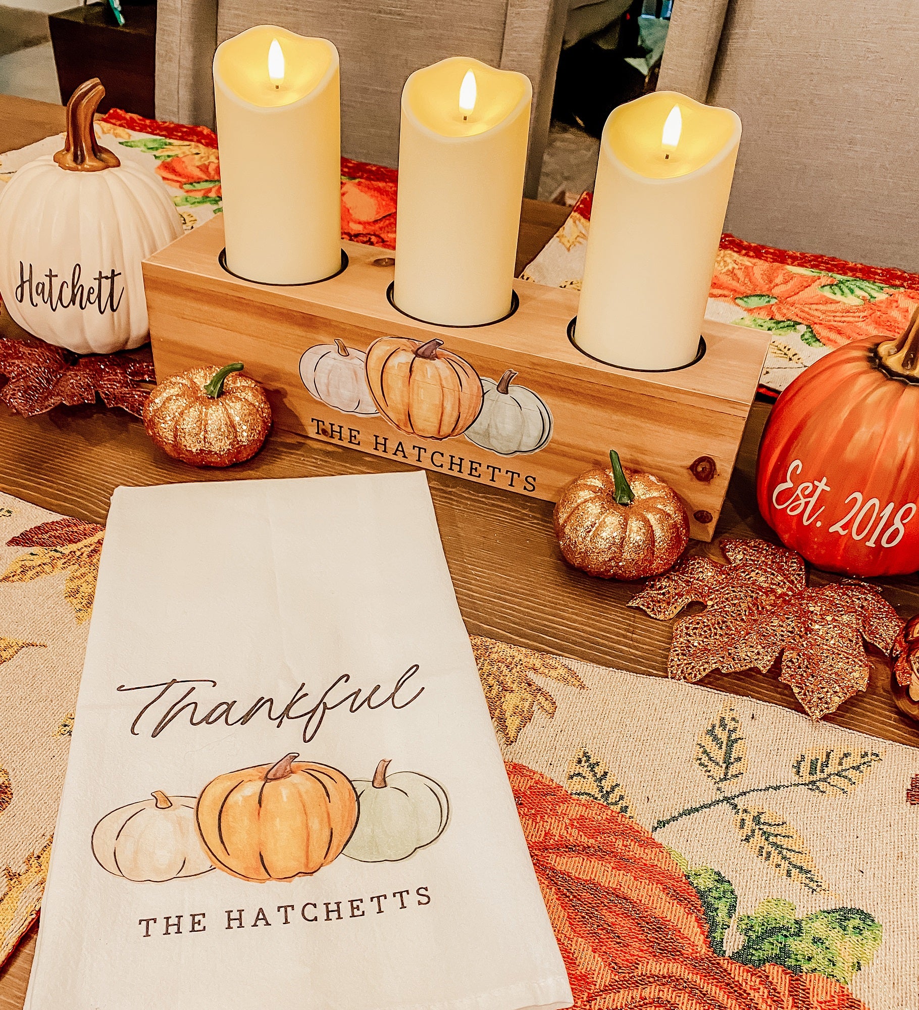 Fall Family Pumpkins Personalized Flour Sack Towel