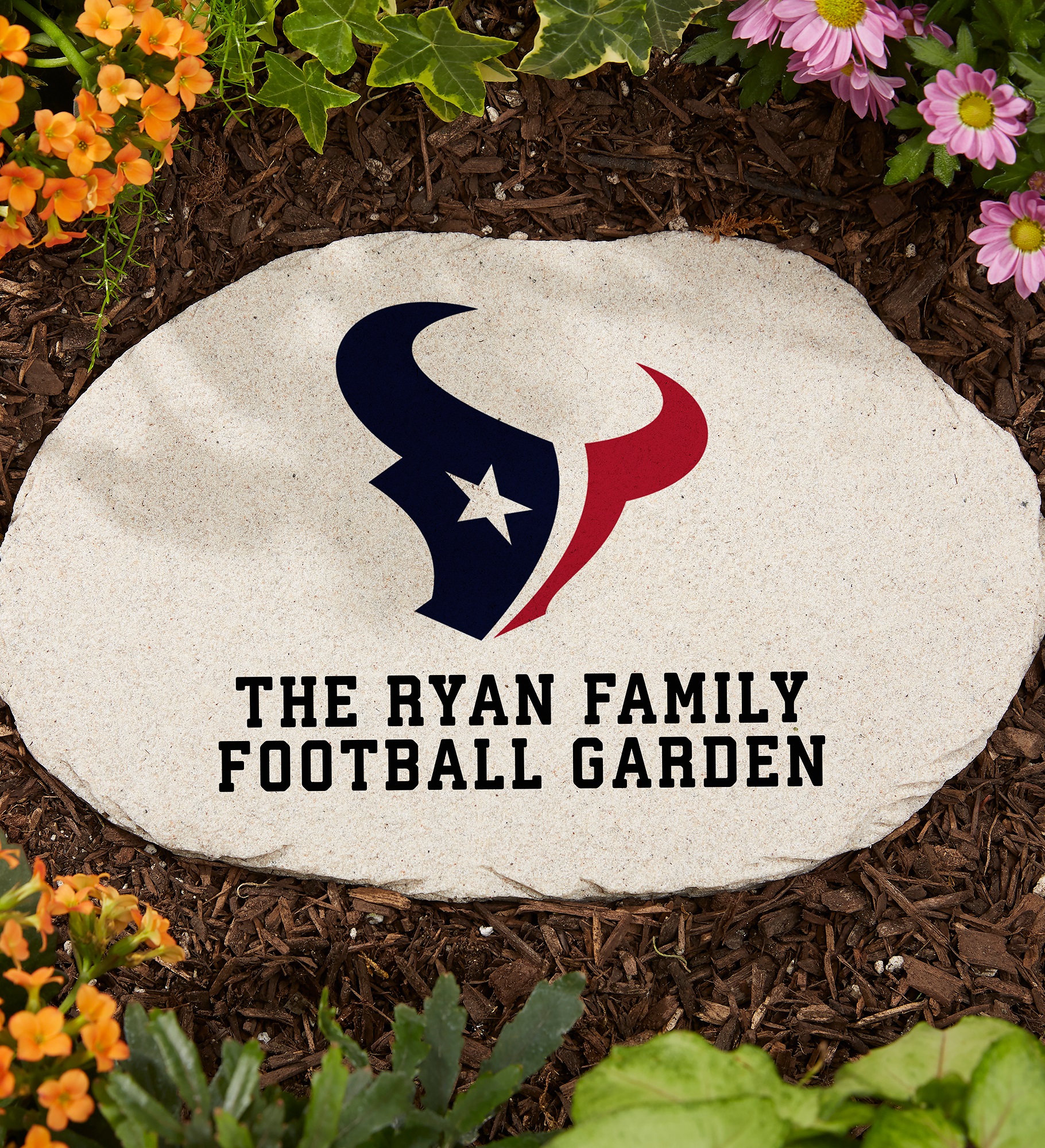 NFL Houston Texans Personalized Round Garden Stone