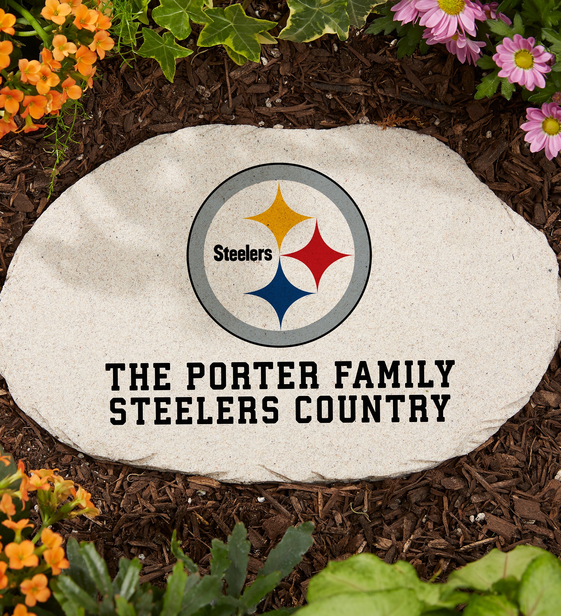 NFL Pittsburgh Steelers Personalized Round Garden Stone