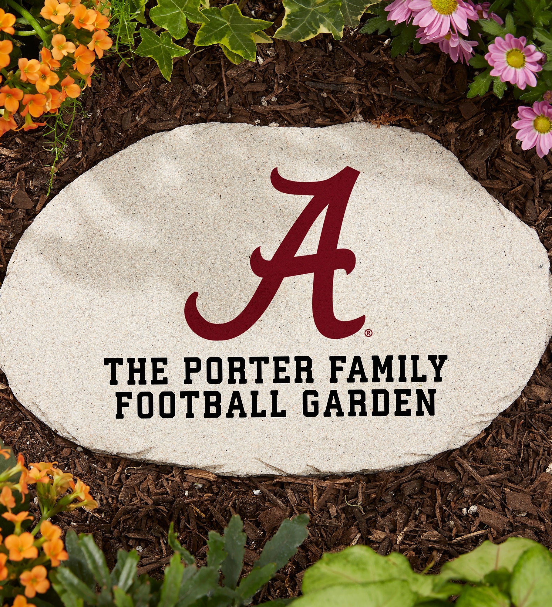 NCAA Alabama Crimson Tide Personalized Round Garden Stone