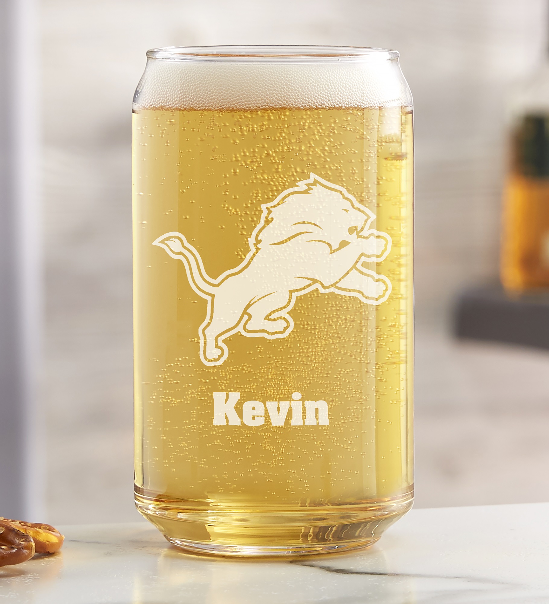 NFL Detroit Lions Personalized Beer Glass