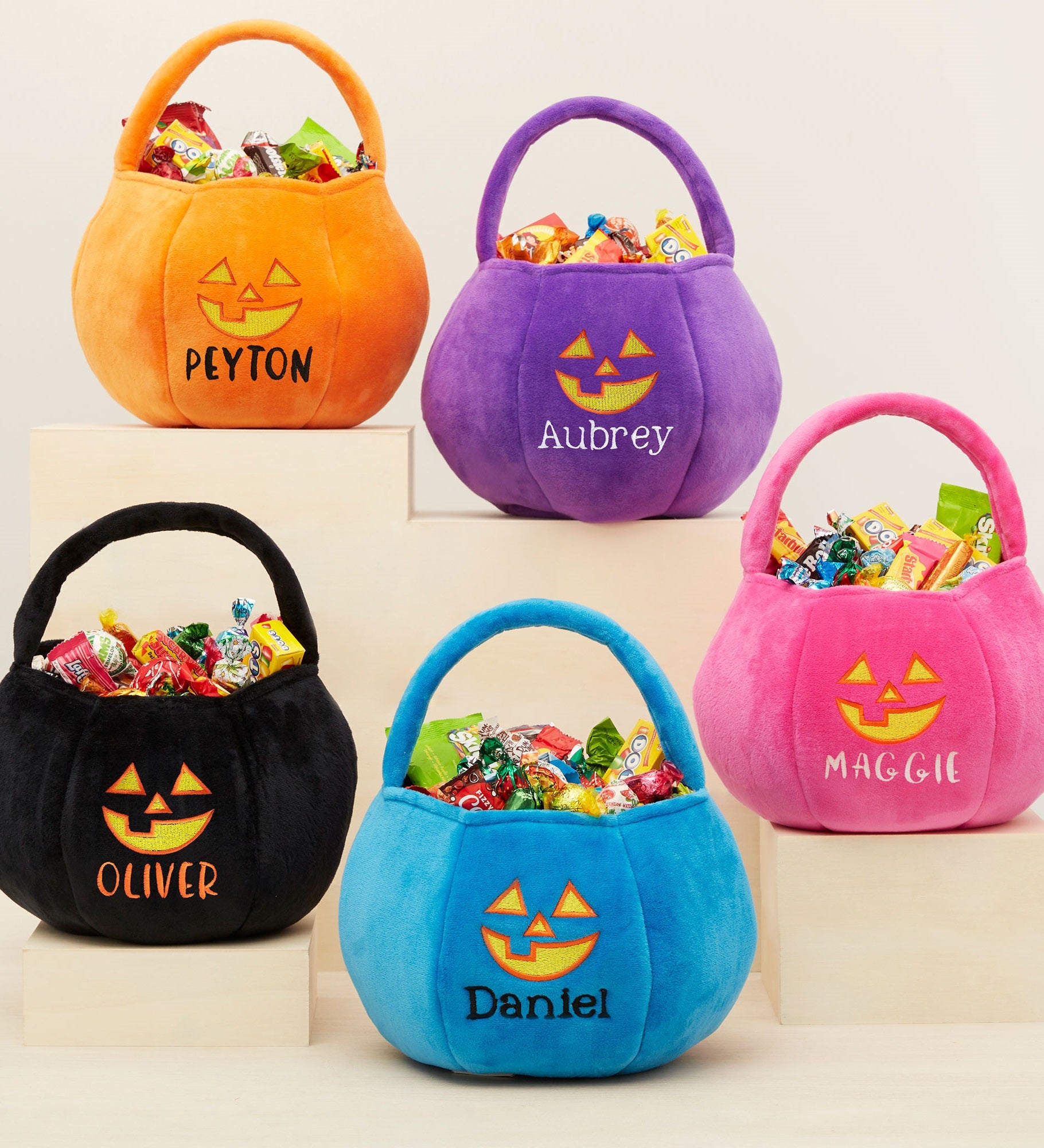 Jack o Lantern Embroidered Plush Halloween Treat Bag
