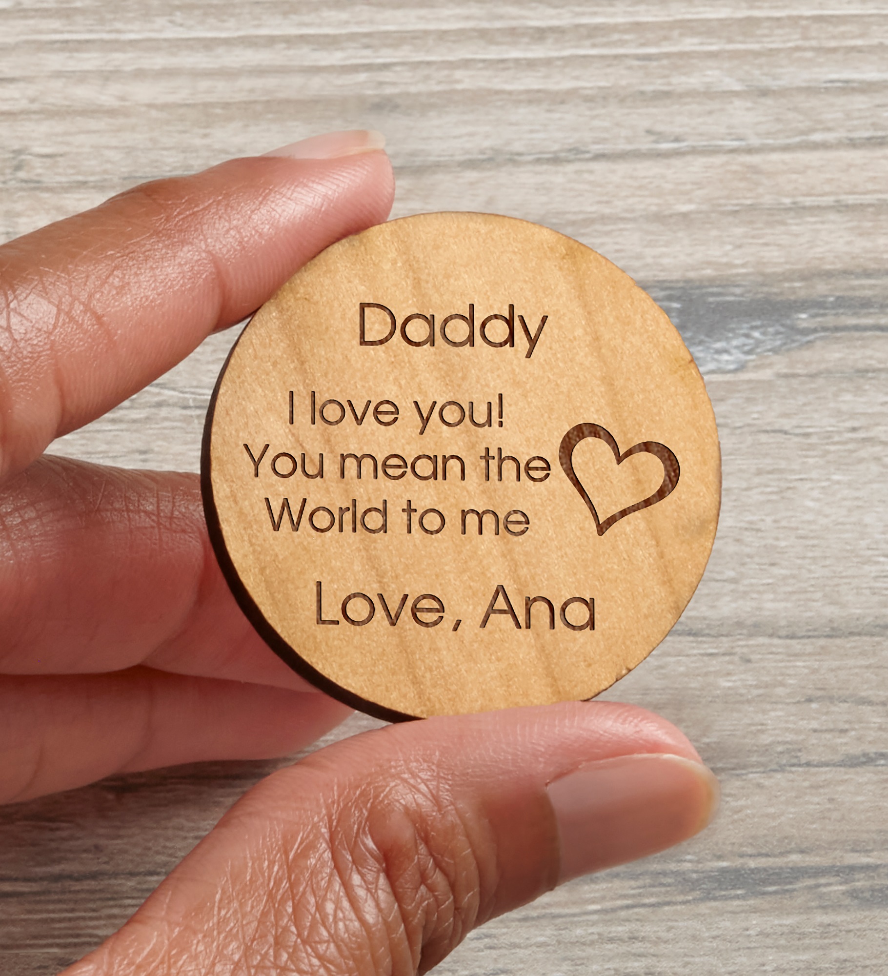His Loving Heart Personalized Wood Pocket Token