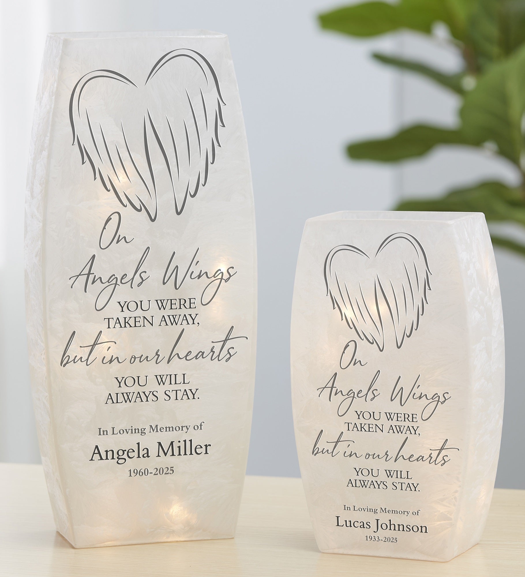 Our Angel's Wings Personalized Frosted Tabletop Light